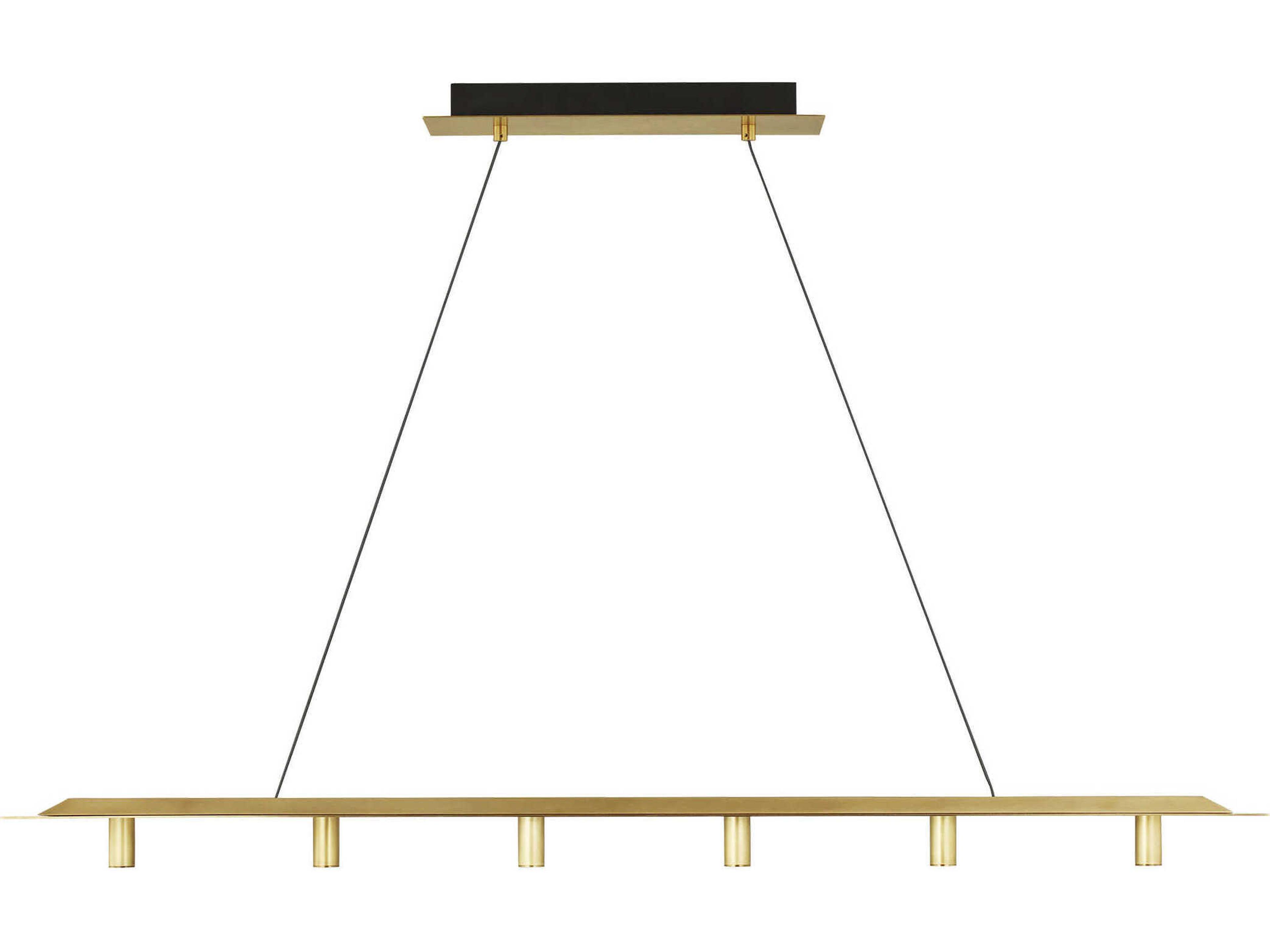 Visual Comfort Modern Ponte 1-Light Natural Brass Linear Island Pendant