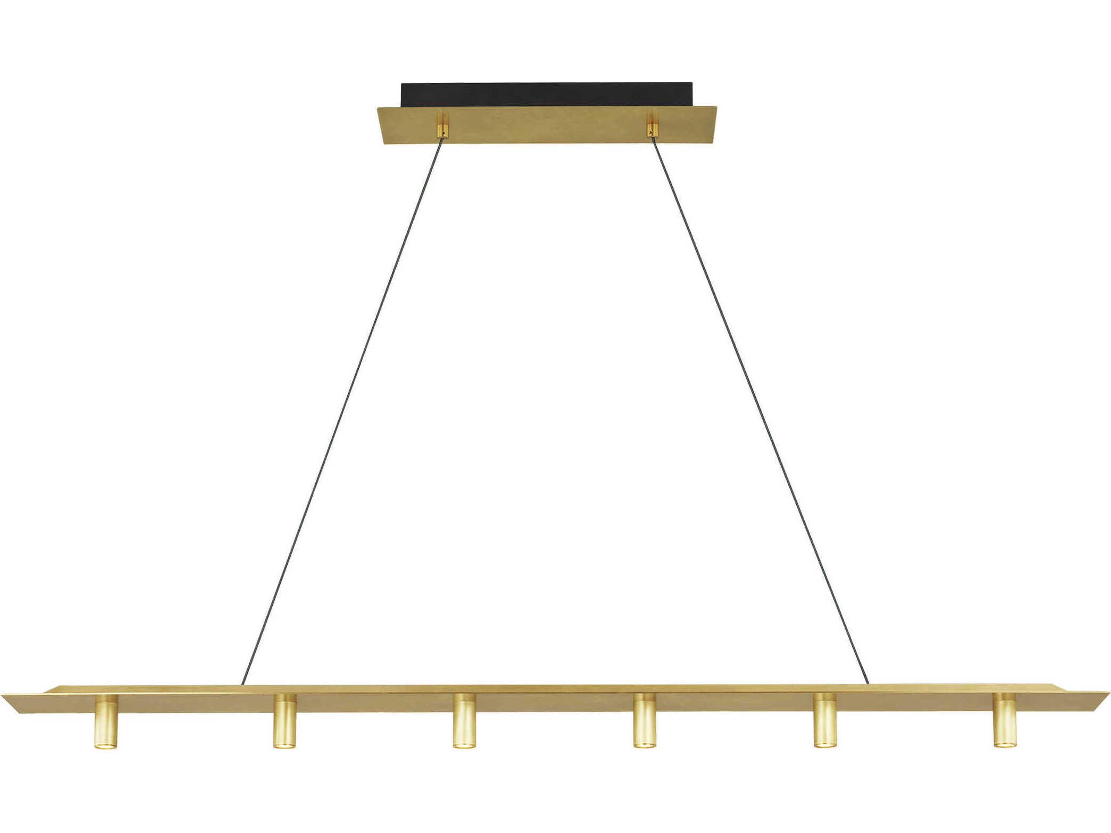 Visual Comfort Modern Ponte 1-Light Natural Brass Linear Island Pendant