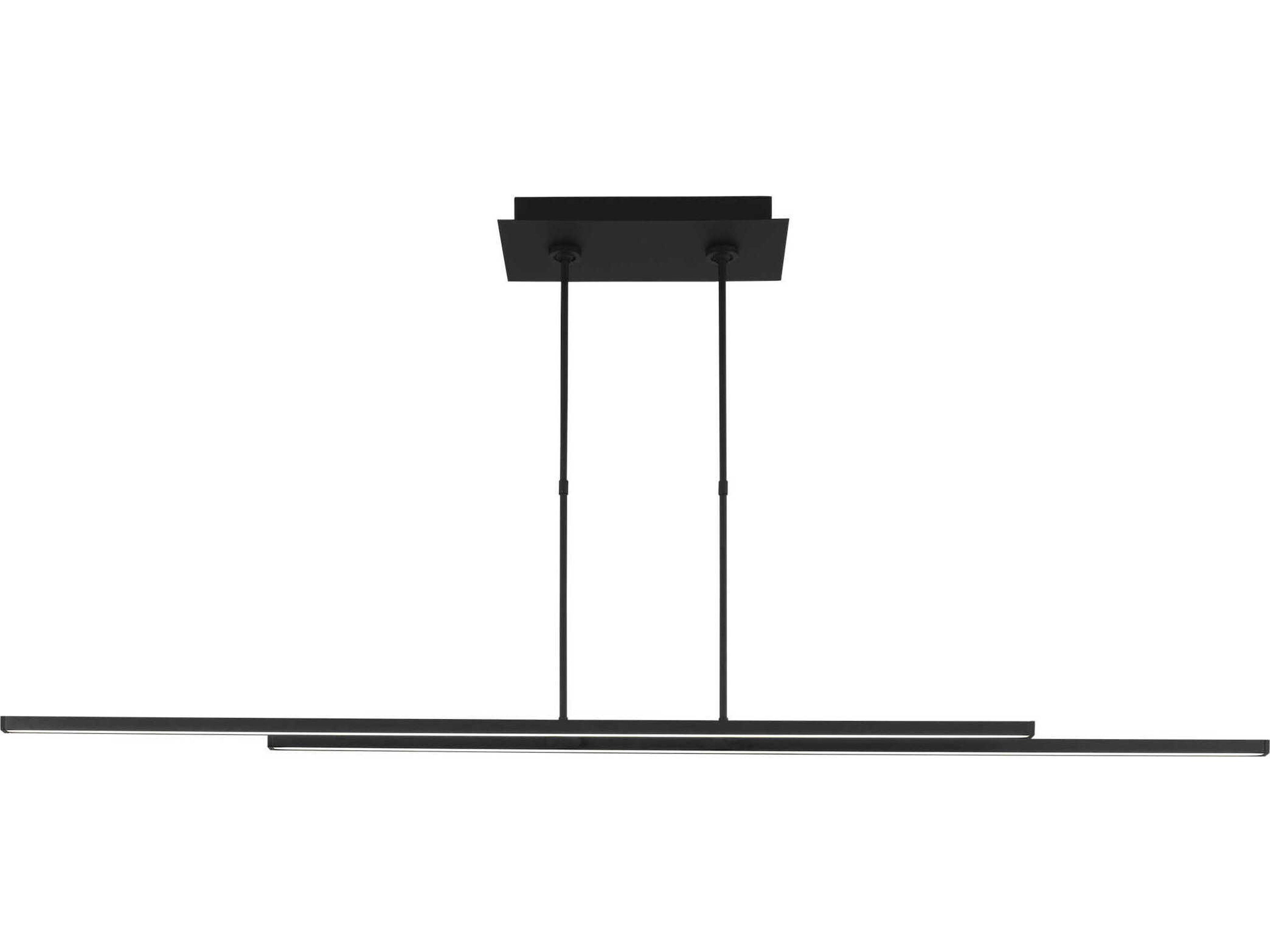 Visual Comfort Modern Stagger 2-Light Nightshade Black Linear Island Pendant