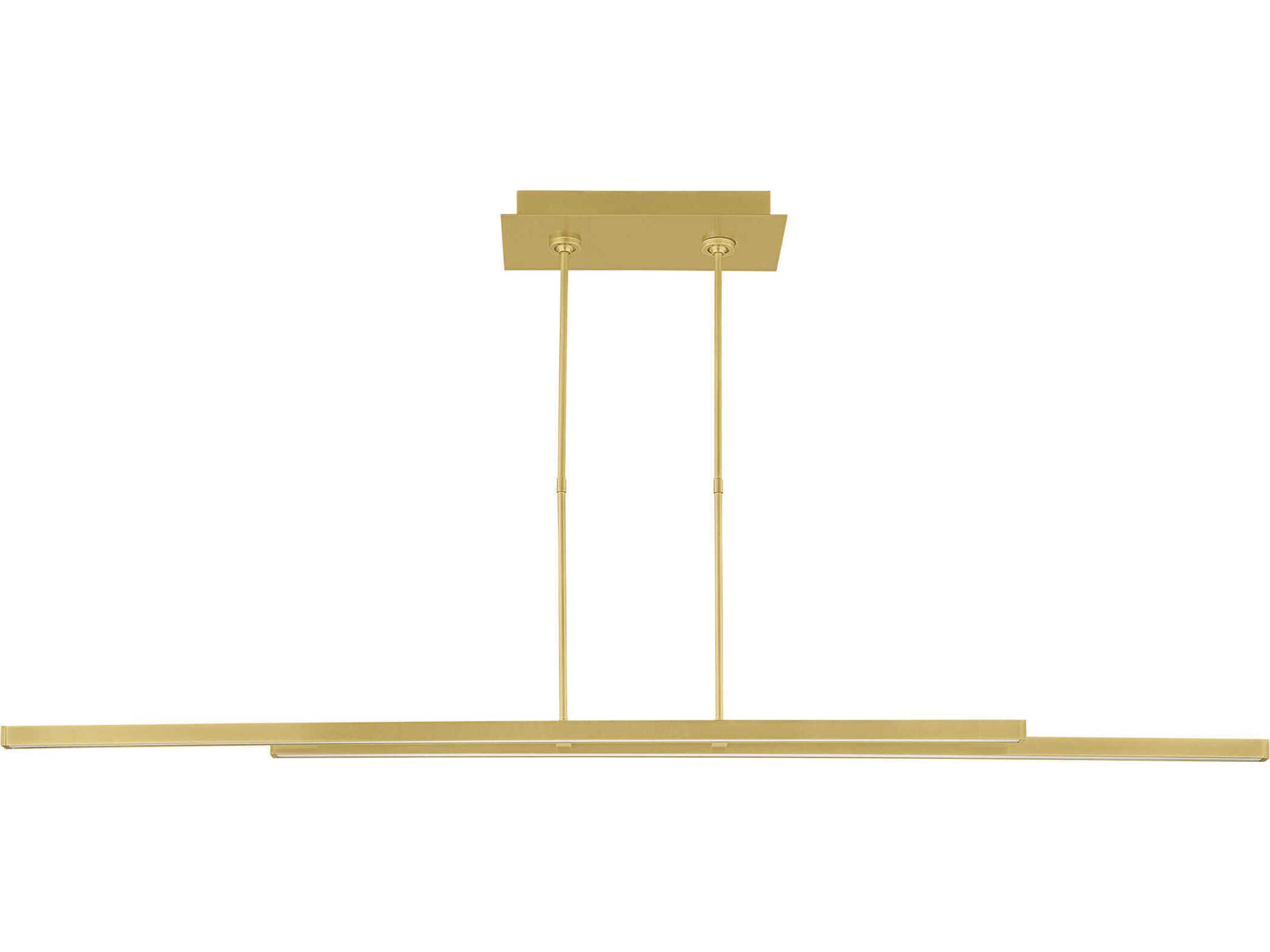 Visual Comfort Modern Stagger 2-Light Natural Brass Linear Island Pendant