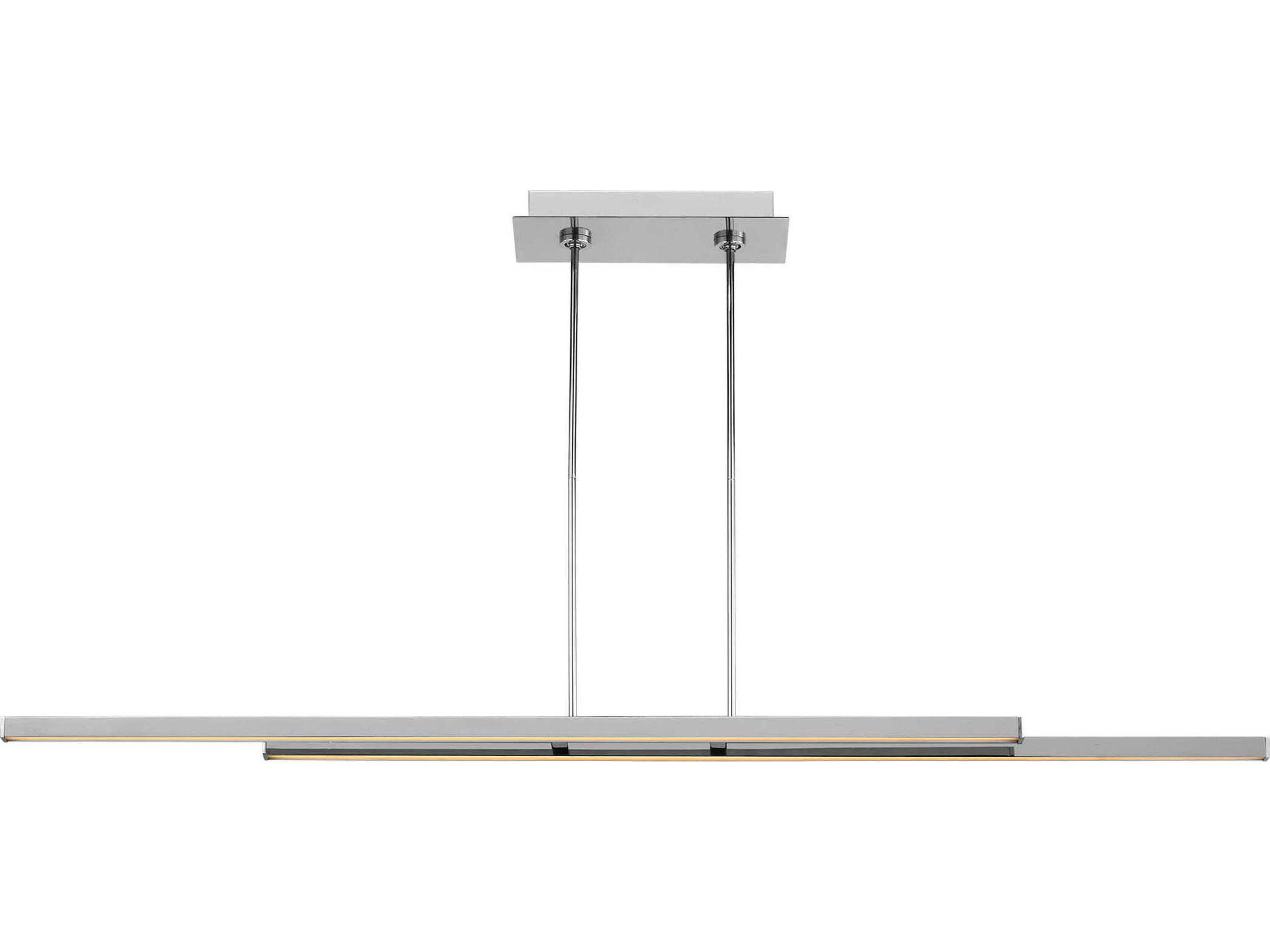 Visual Comfort Modern Stagger 2-Light Polished Stainless Steel Linear Island Pendant