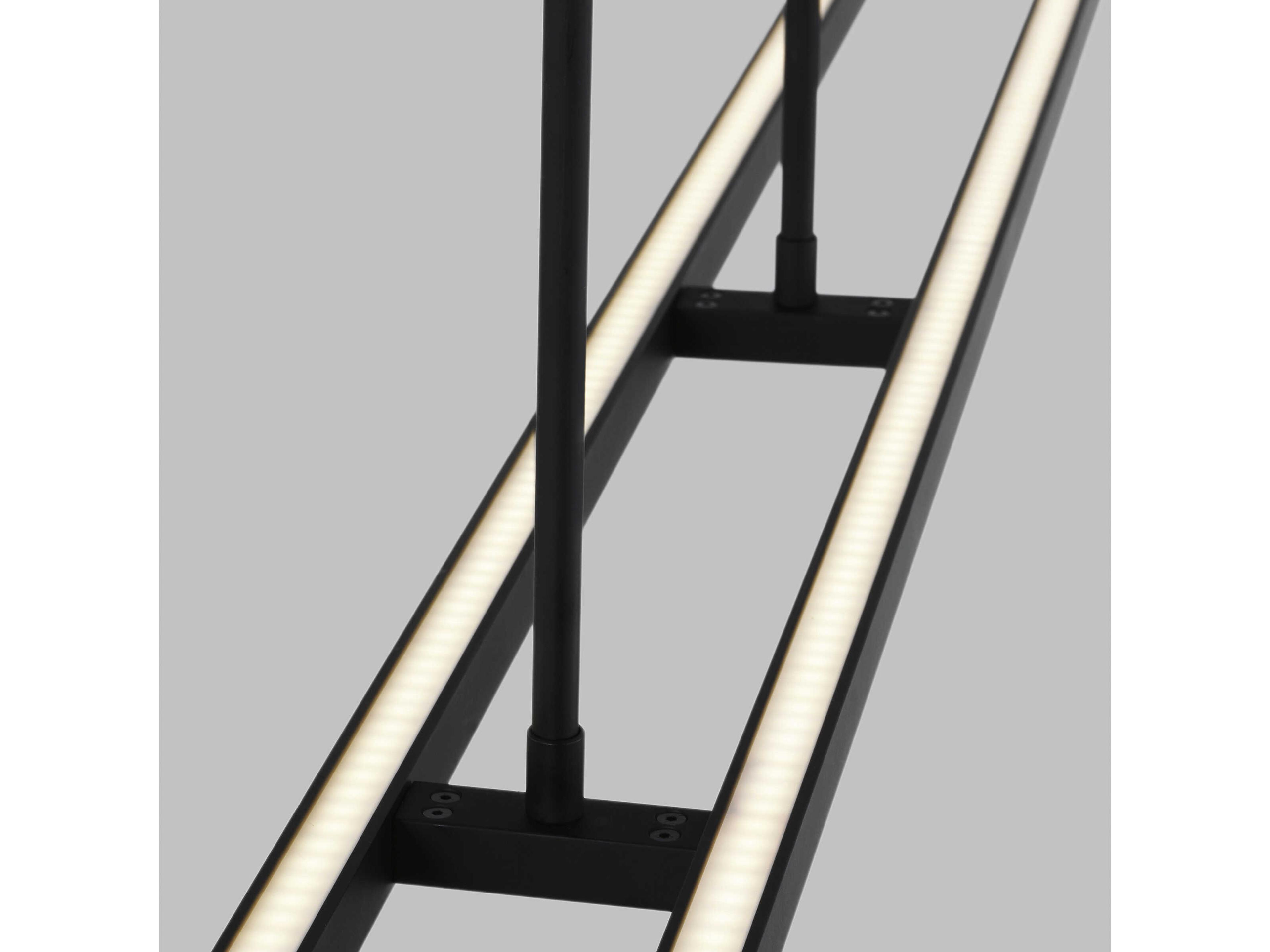 Visual Comfort Modern Stagger 2-Light Nightshade Black Linear Island Pendant