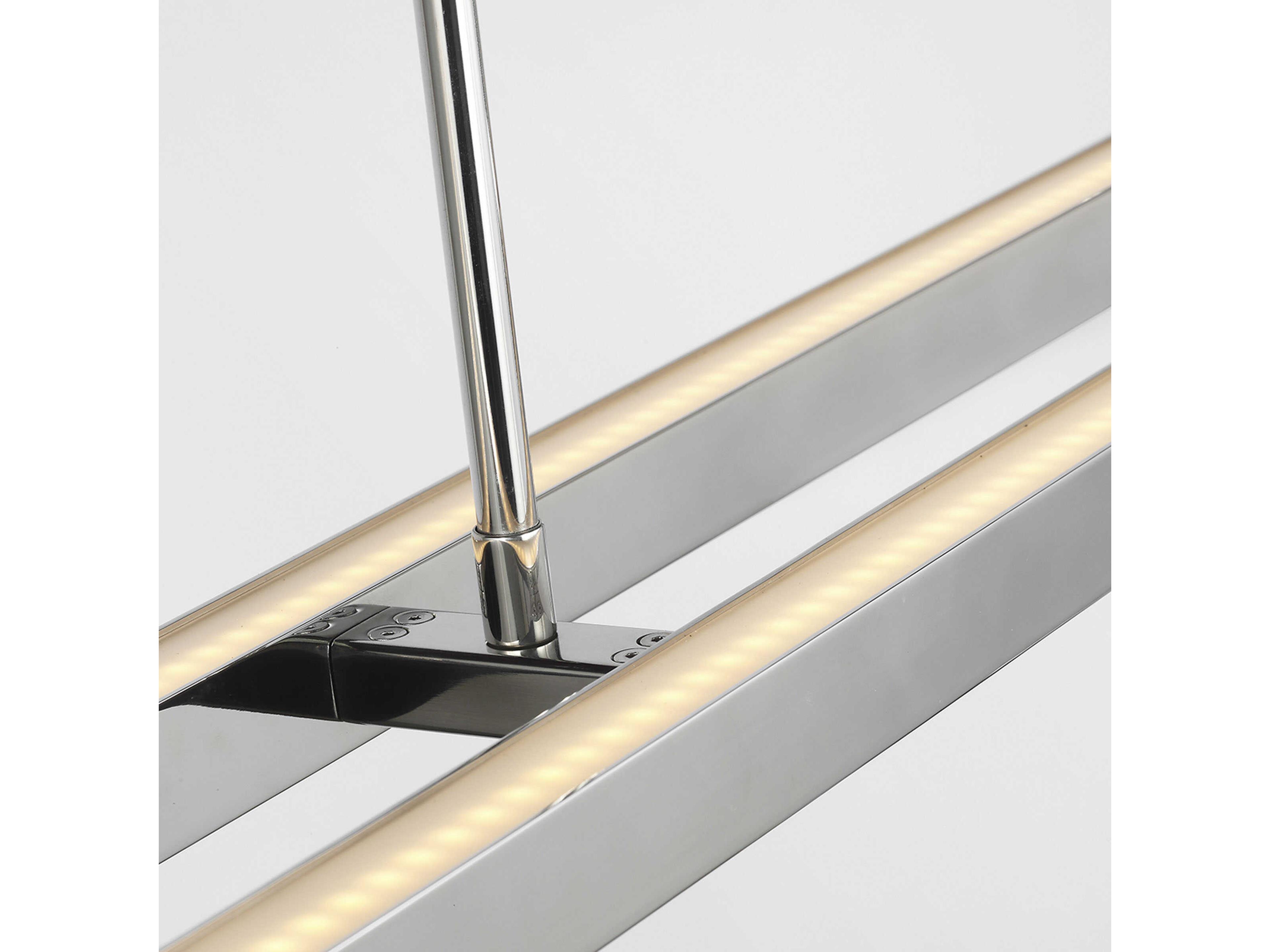 Visual Comfort Modern Stagger 2-Light Polished Stainless Steel Linear Island Pendant
