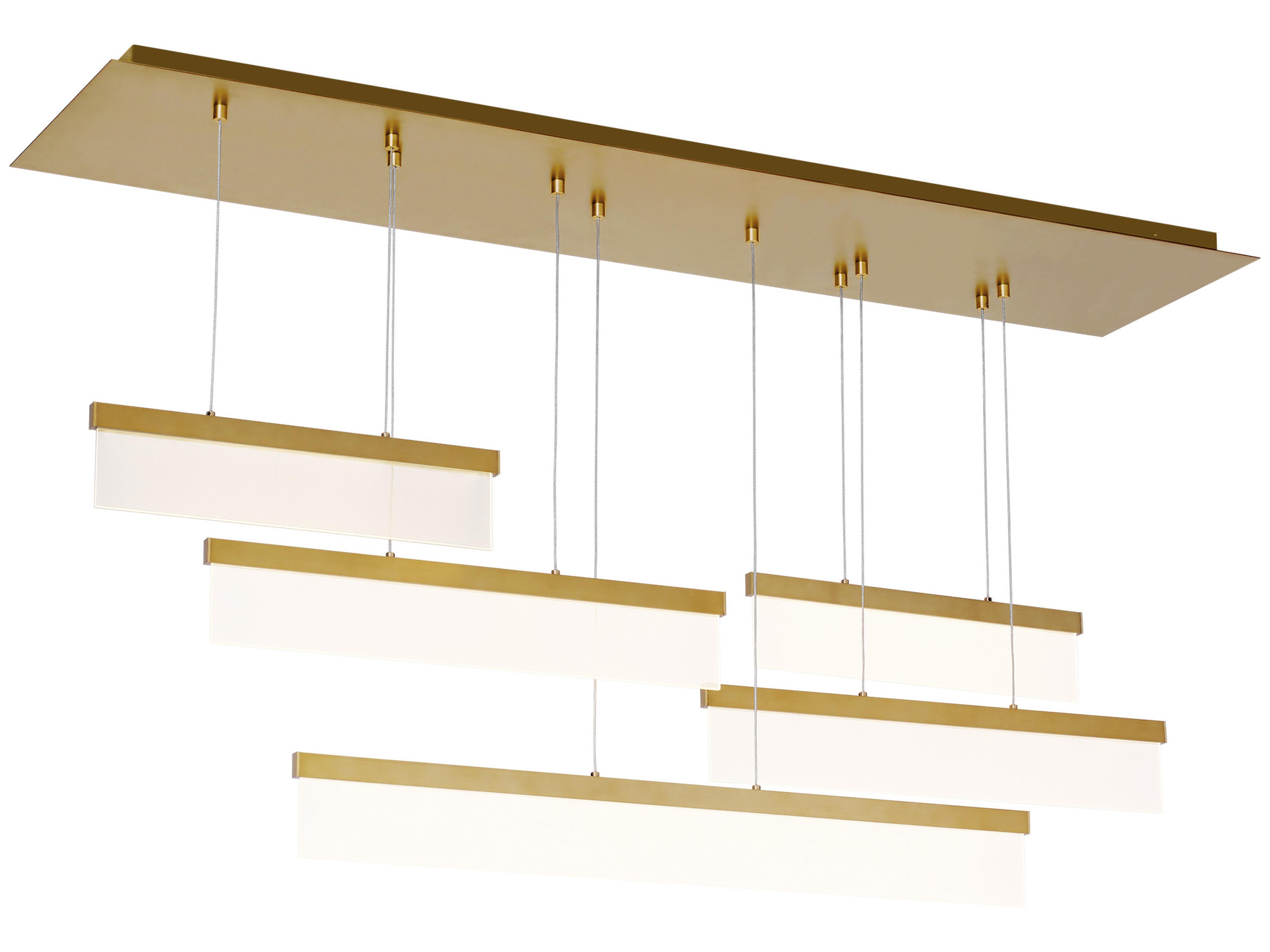 Visual Comfort Modern Sweep 5-Light Aged Brass Geometric Island Pendant