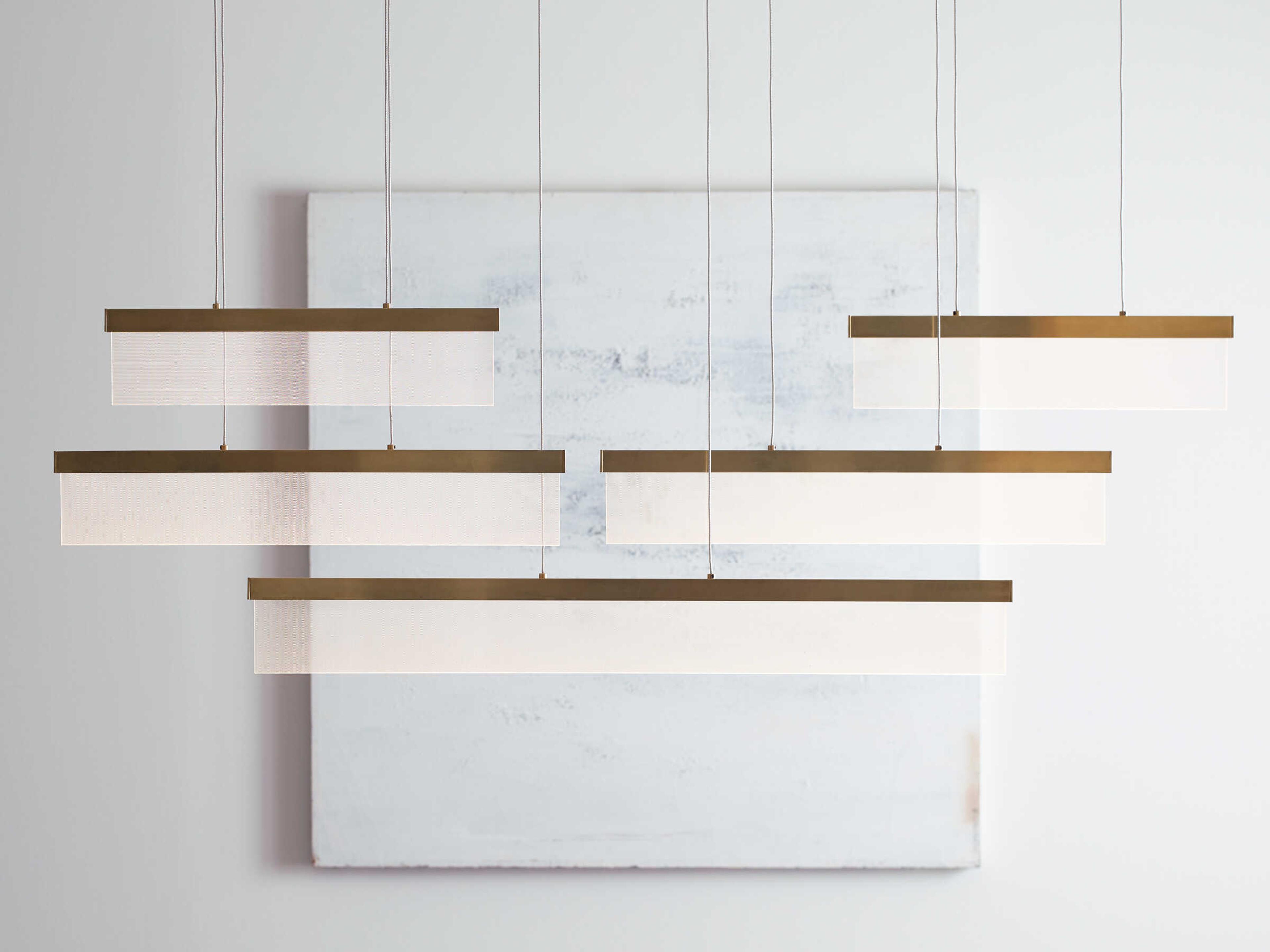 Visual Comfort Modern Sweep 5-Light Aged Brass Geometric Island Pendant