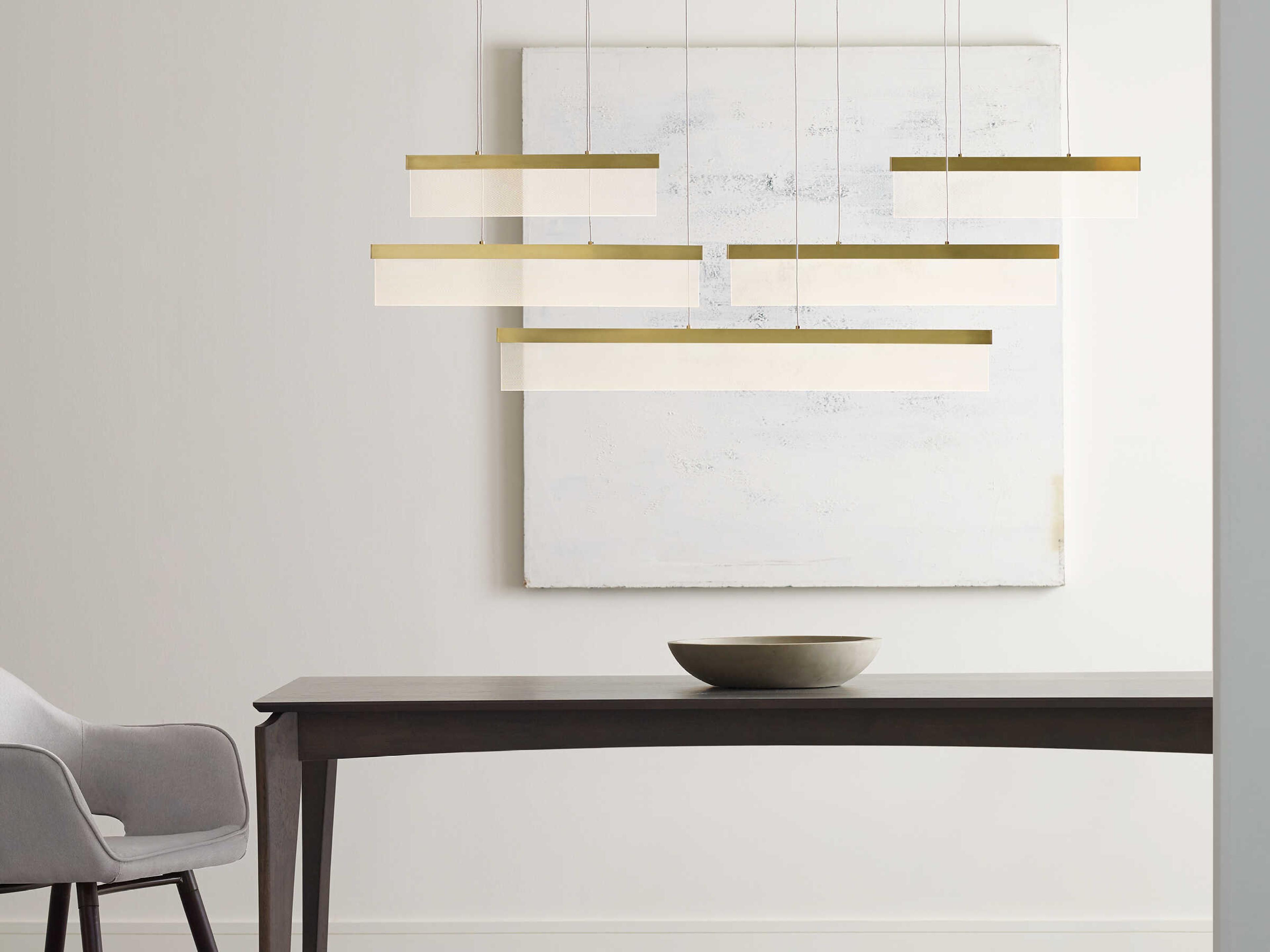 Visual Comfort Modern Sweep 5-Light Aged Brass Geometric Island Pendant