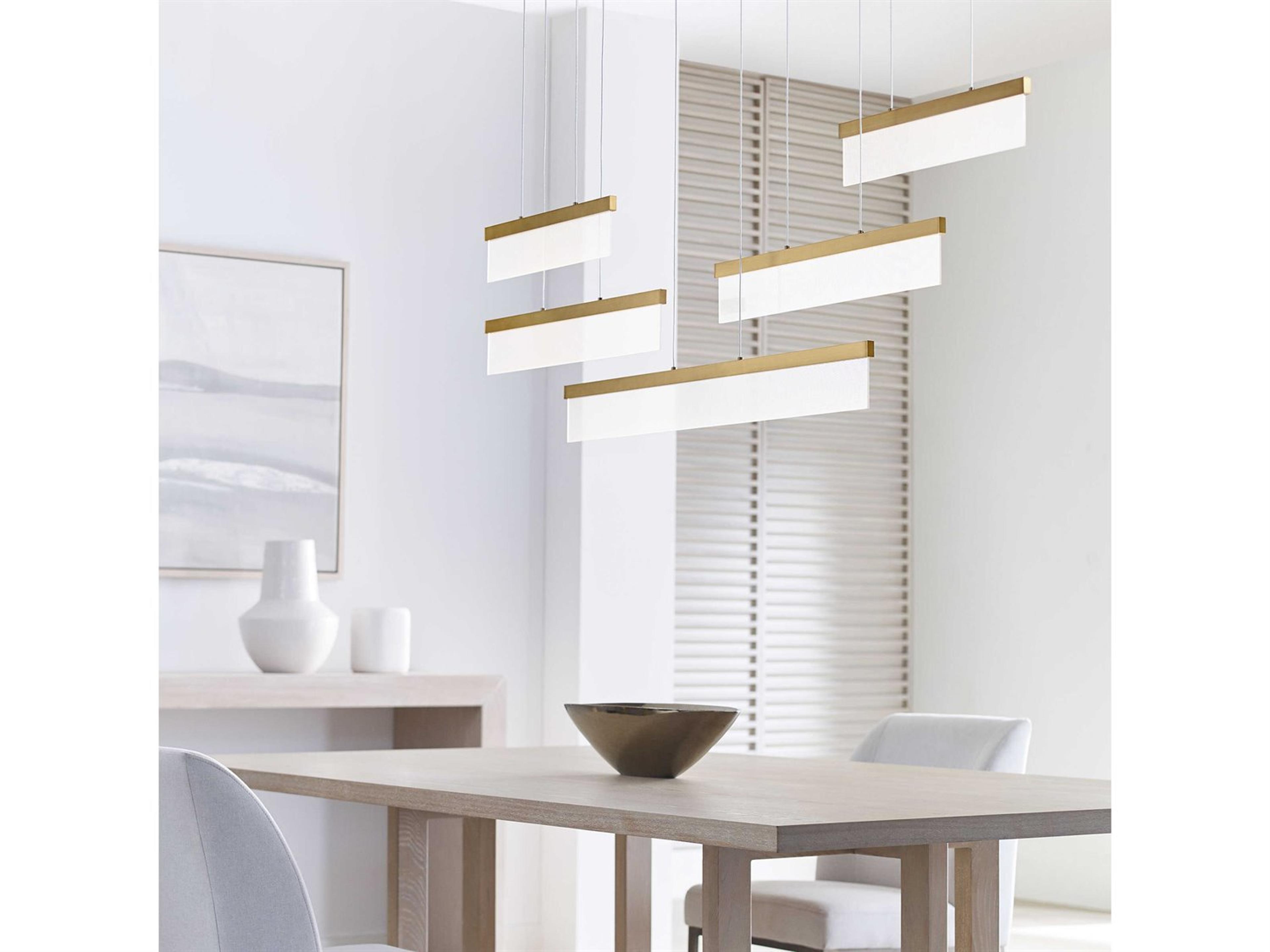 Visual Comfort Modern Sweep 5-Light Aged Brass Geometric Island Pendant