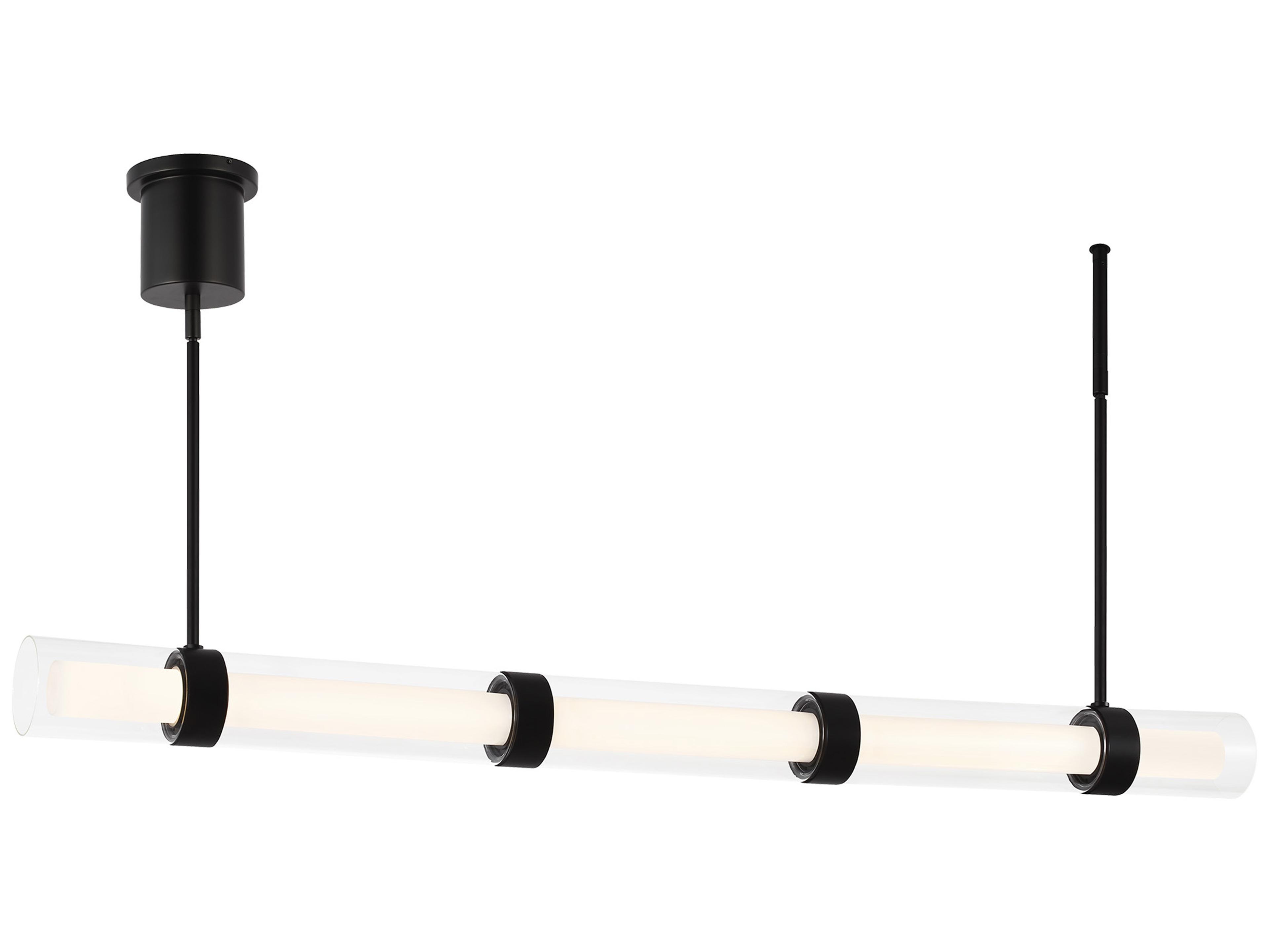 Visual Comfort Modern Wit 1-Light Black Cylinder Linear Island Pendant