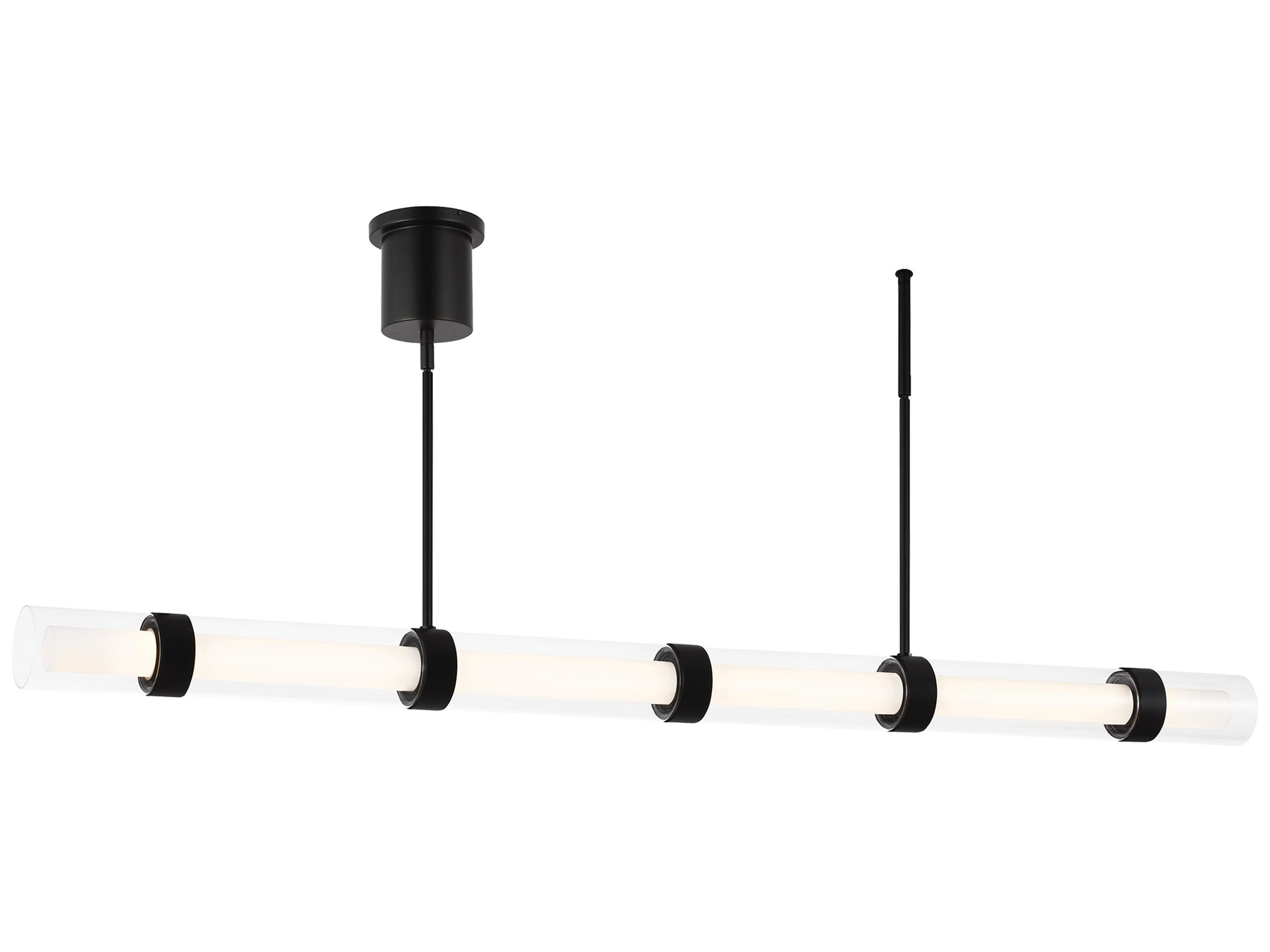 Visual Comfort Modern Wit 1-Light Black Cylinder Linear Island Pendant