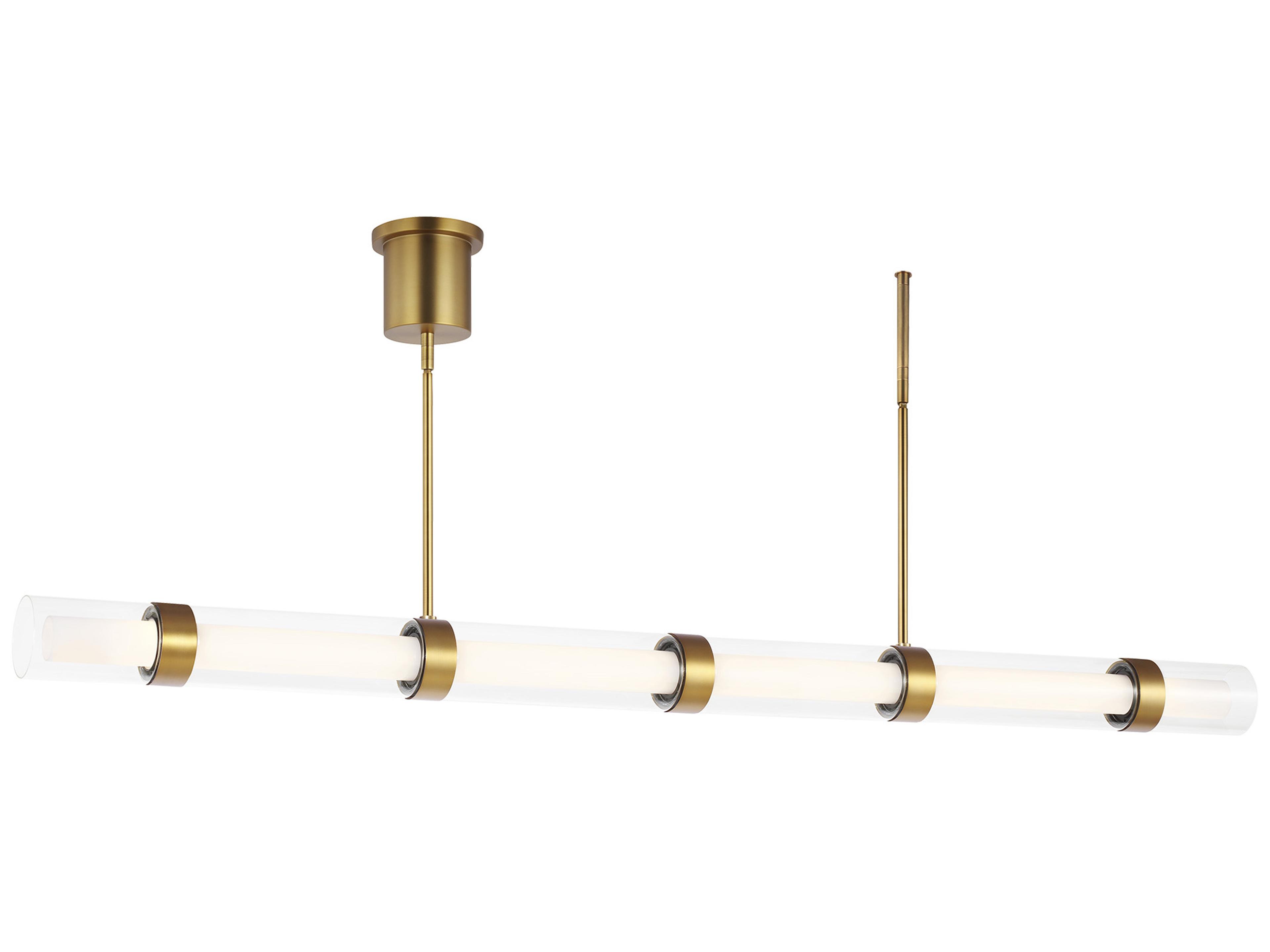 Visual Comfort Modern Wit 1-Light Aged Brass Cylinder Linear Island Pendant