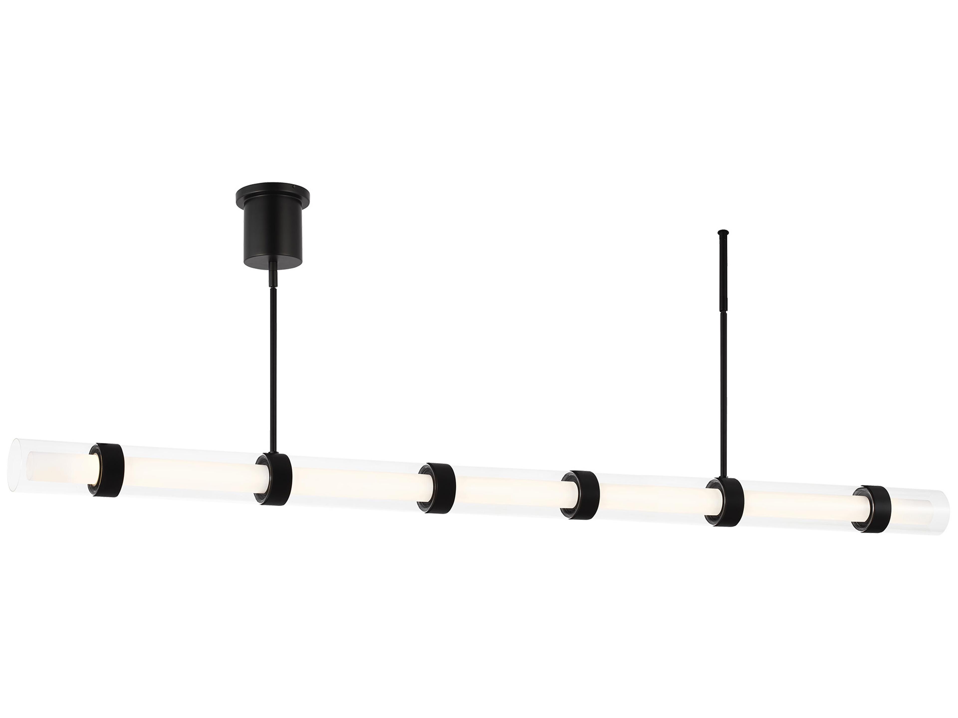 Visual Comfort Modern Wit 1-Light Black Cylinder Linear Island Pendant