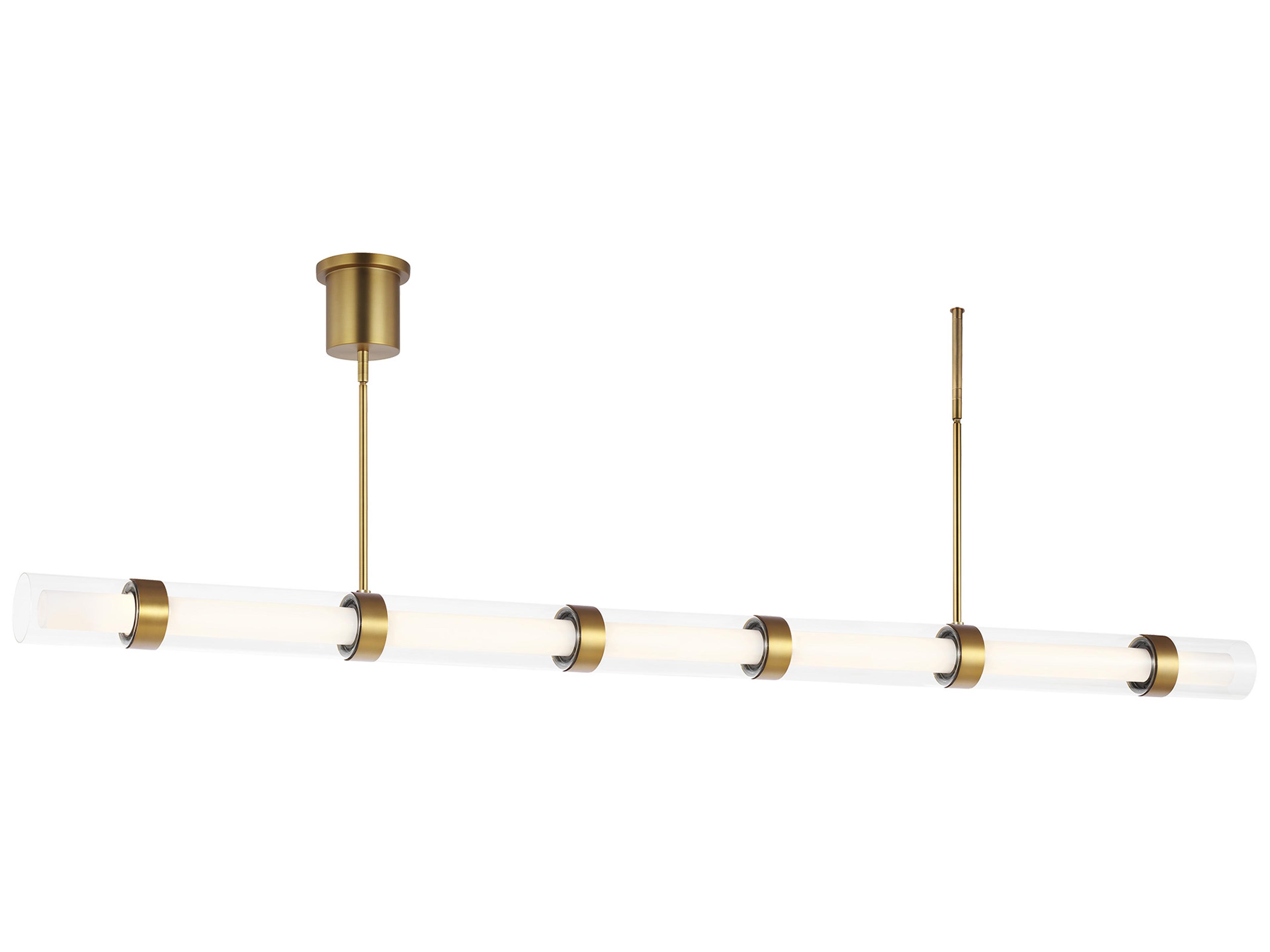 Visual Comfort Modern Wit 1-Light Aged Brass Cylinder Linear Island Pendant