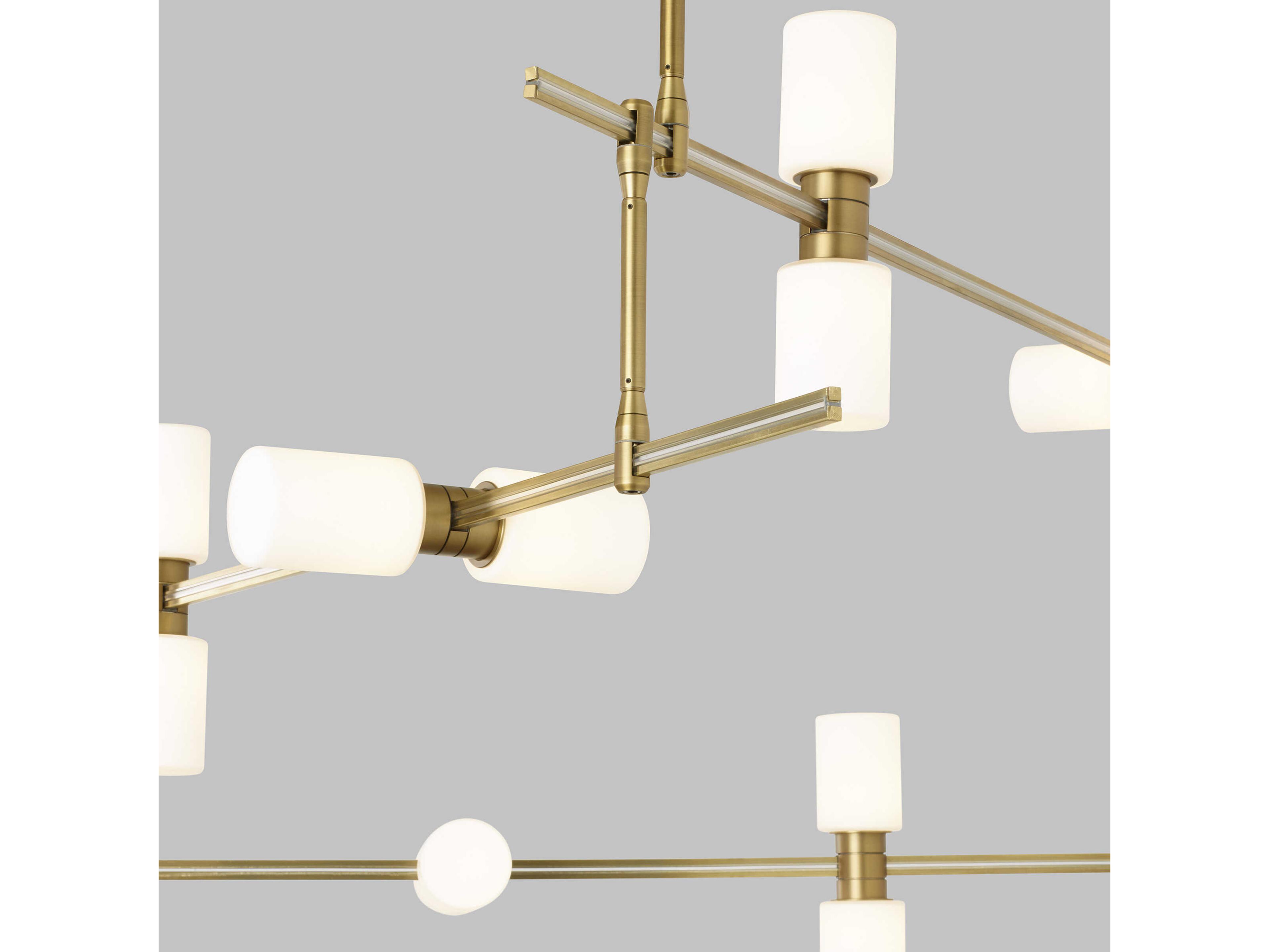 Visual Comfort Modern Rail 12-Light Aged Brass Chandelier