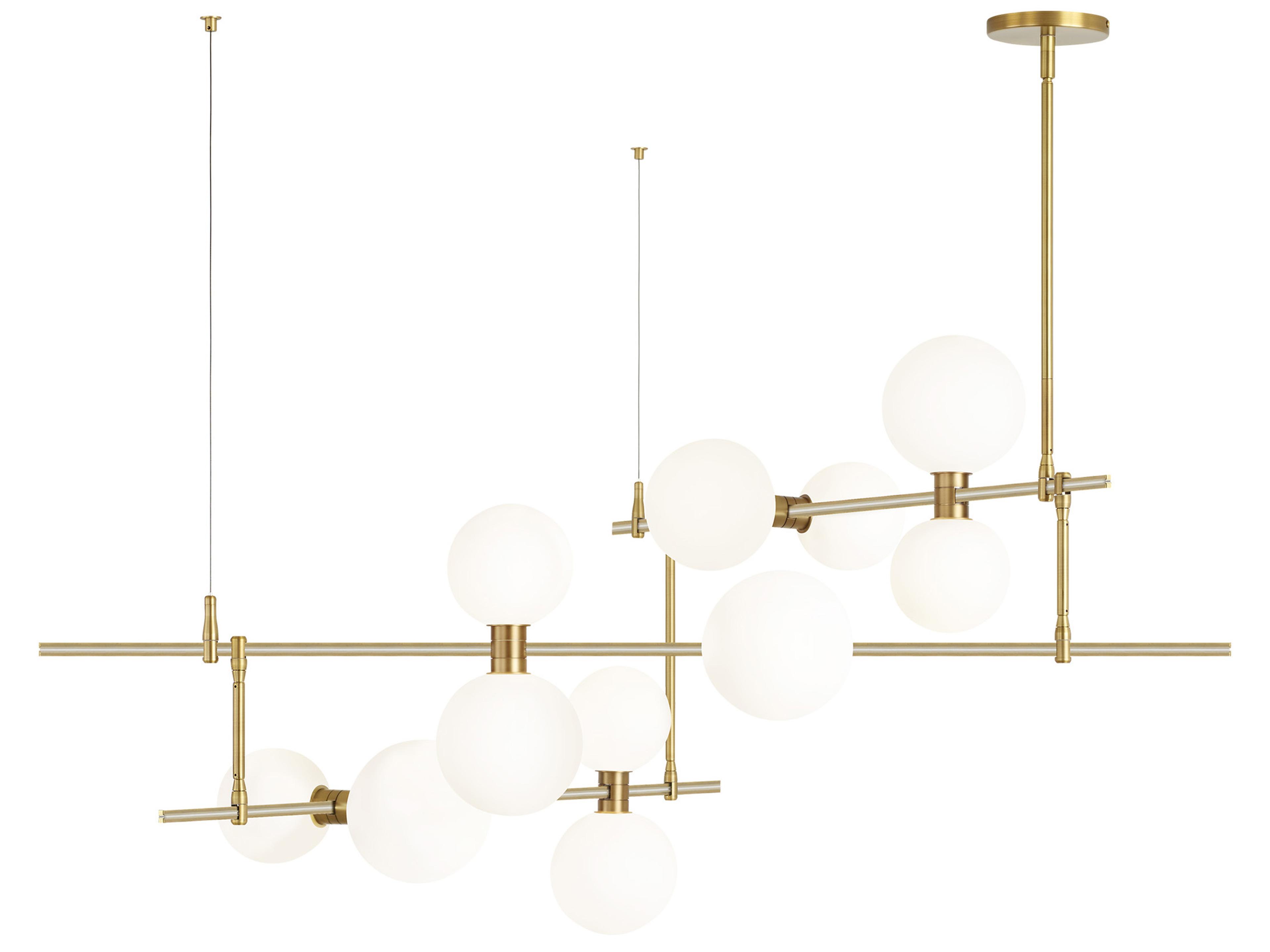 ModernRail LED Chandelier in Aged Brass