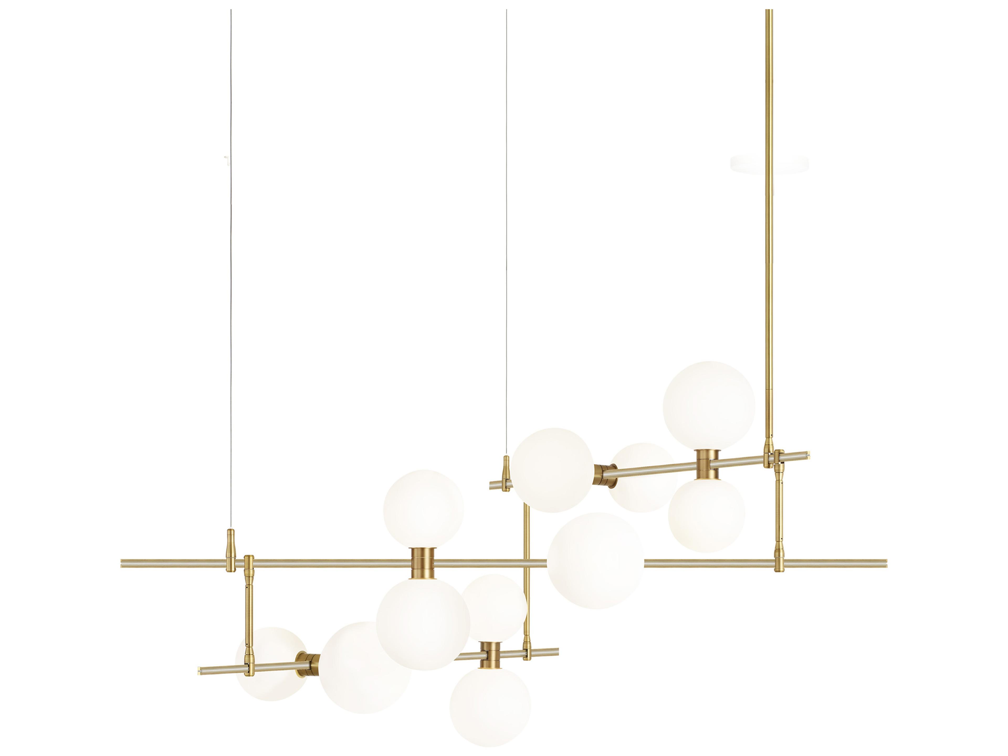 Visual Comfort Modern Rail 12-Light Aged Brass Chandelier