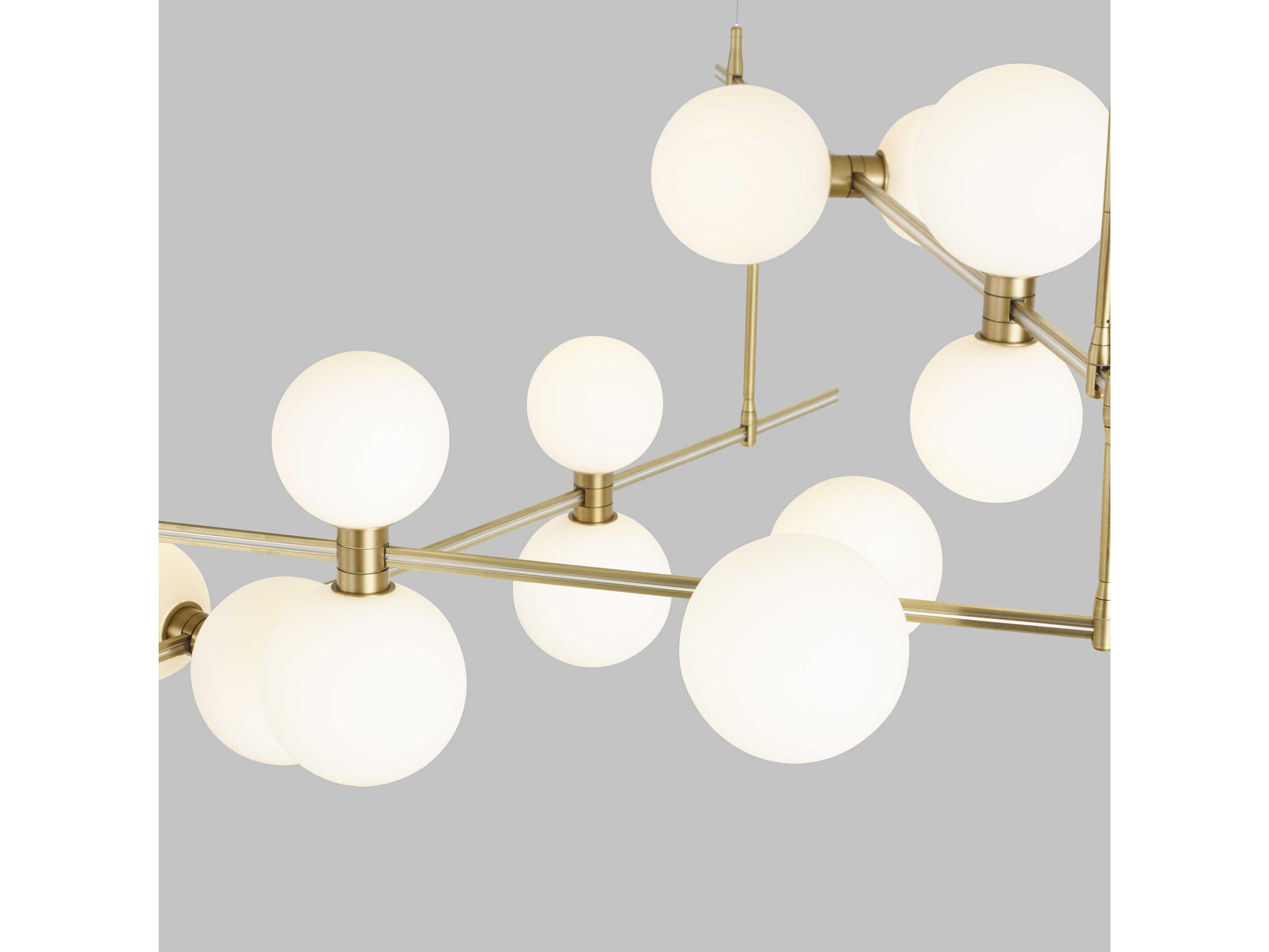 Visual Comfort Modern Rail 12-Light Aged Brass Chandelier