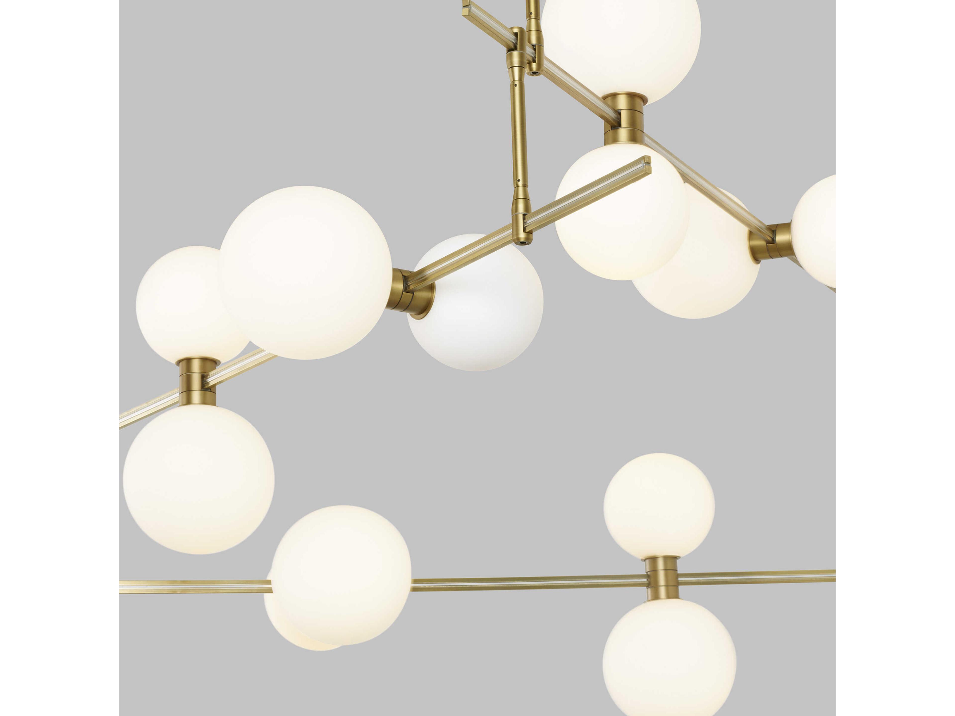 Visual Comfort Modern Rail 12-Light Aged Brass Chandelier