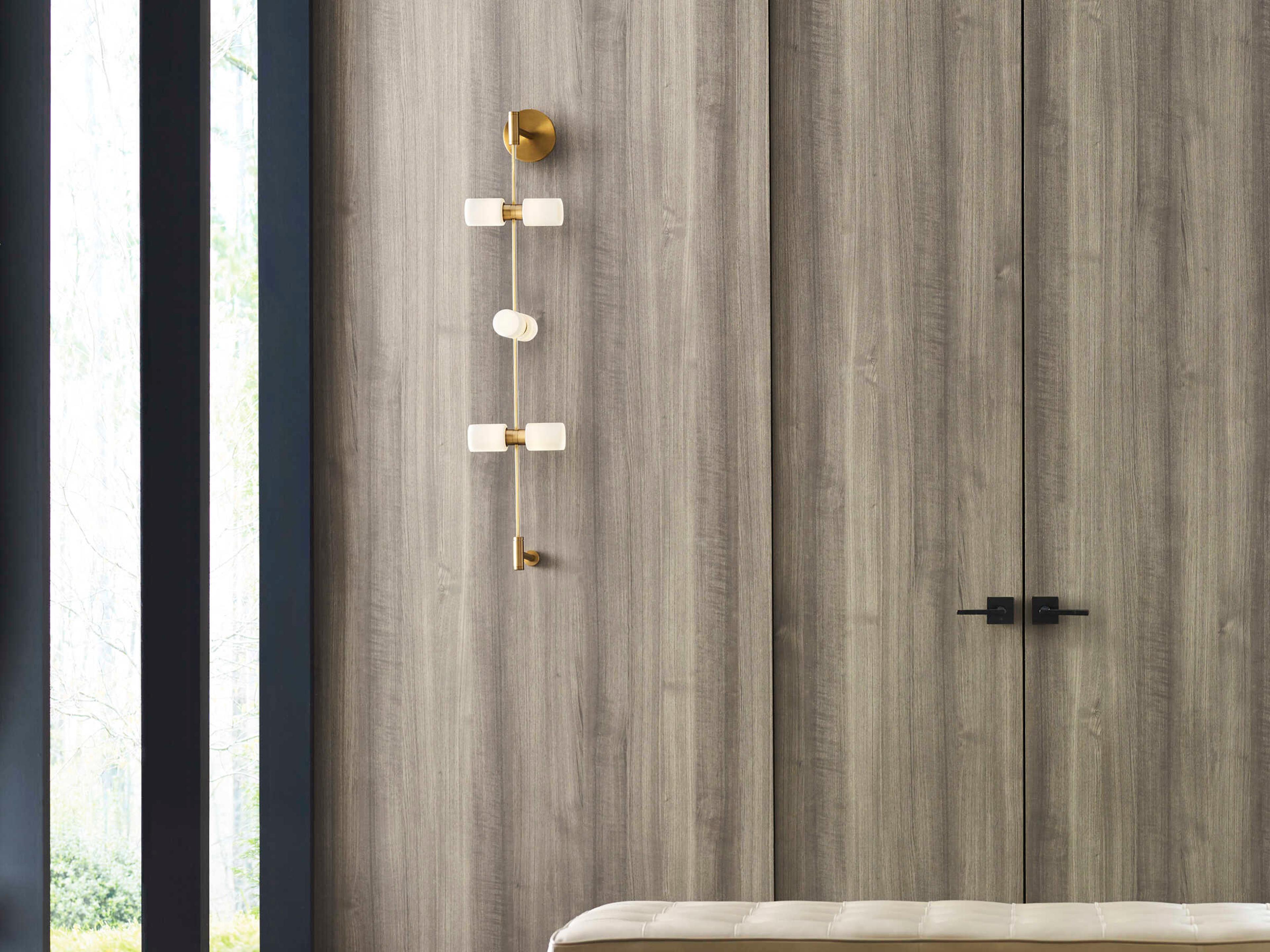 Visual Comfort Modern Rail 8-Light Aged Brass Wall Sconce