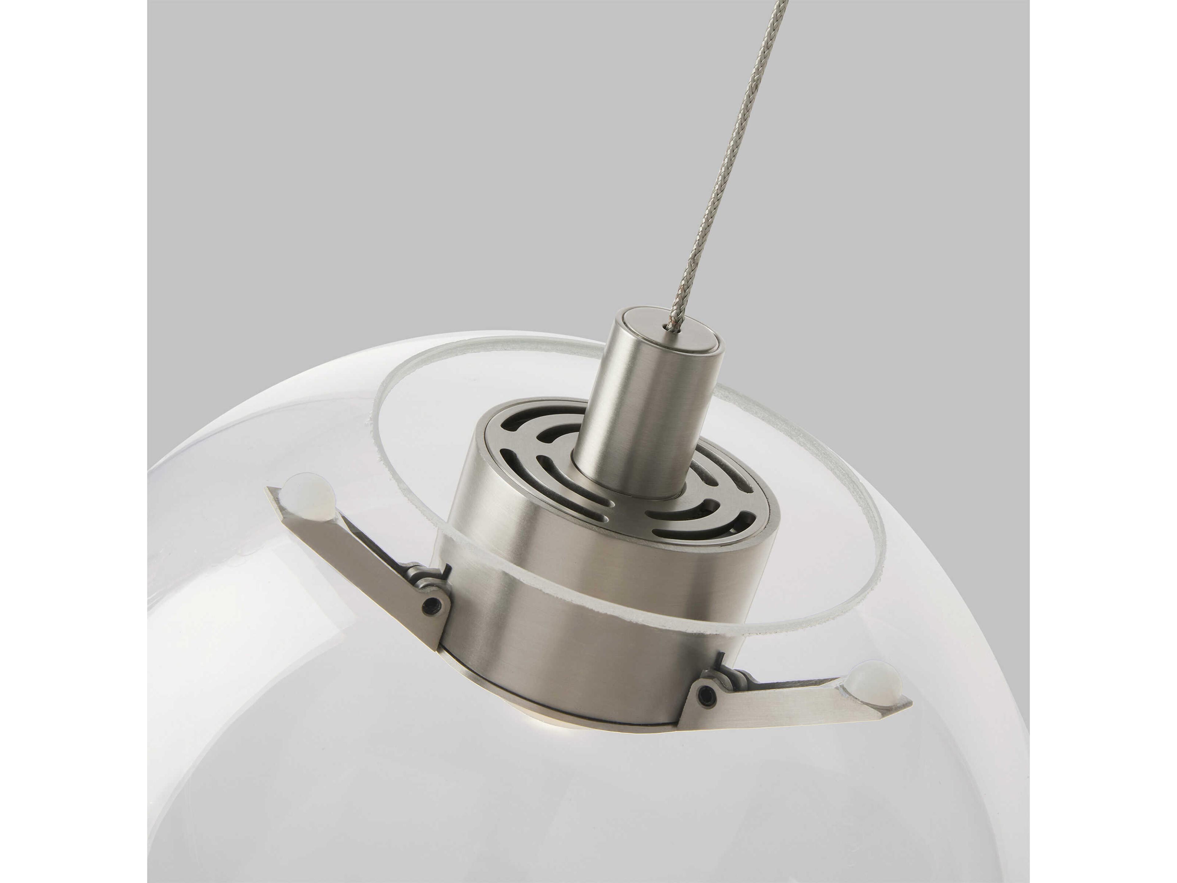 Visual Comfort Modern Palona 1-Light Satin Nickel Clear Globe Mini Pendant