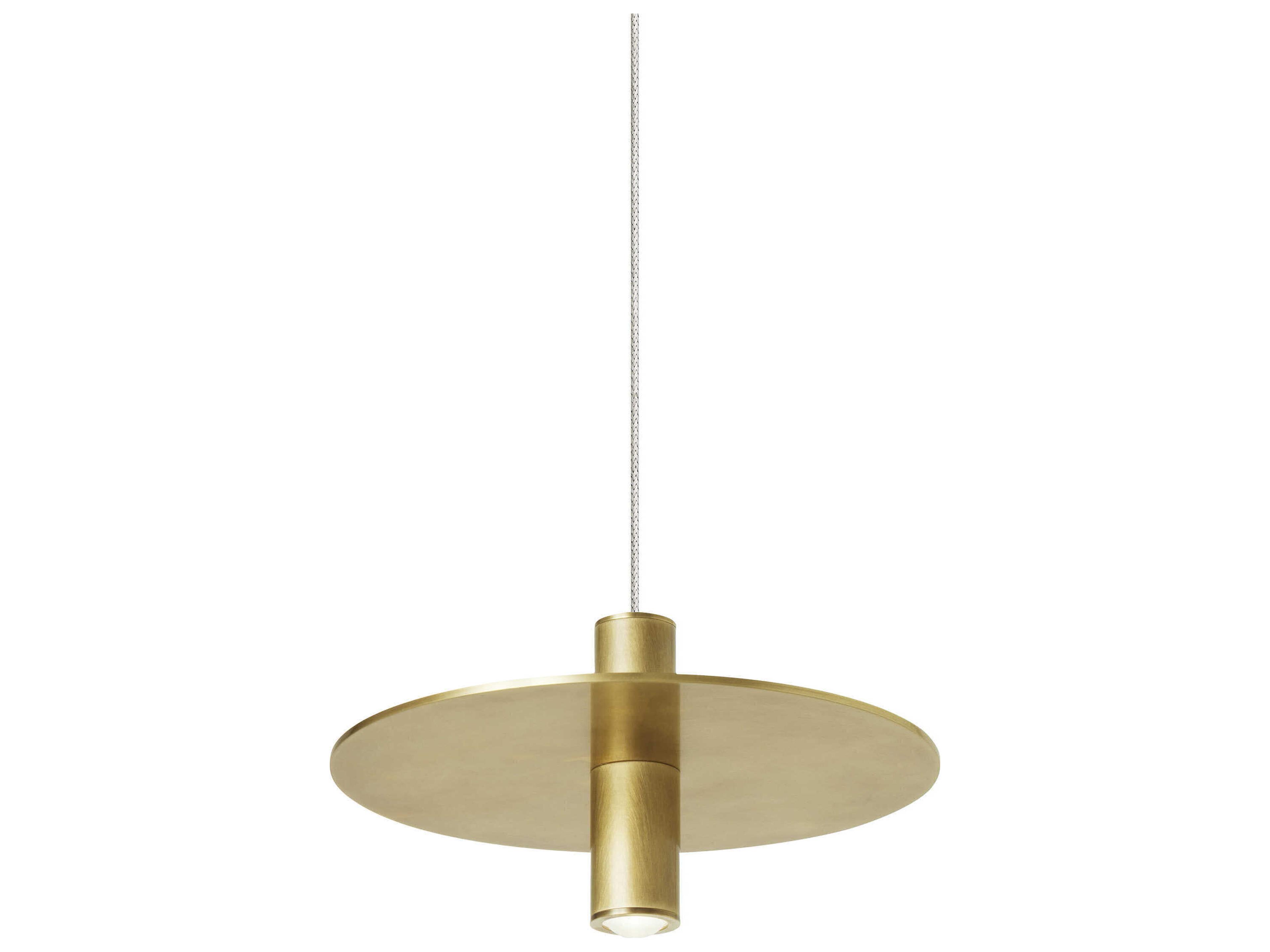 Visual Comfort Modern Ponte 1-Light Natural Brass Round Mini Pendant
