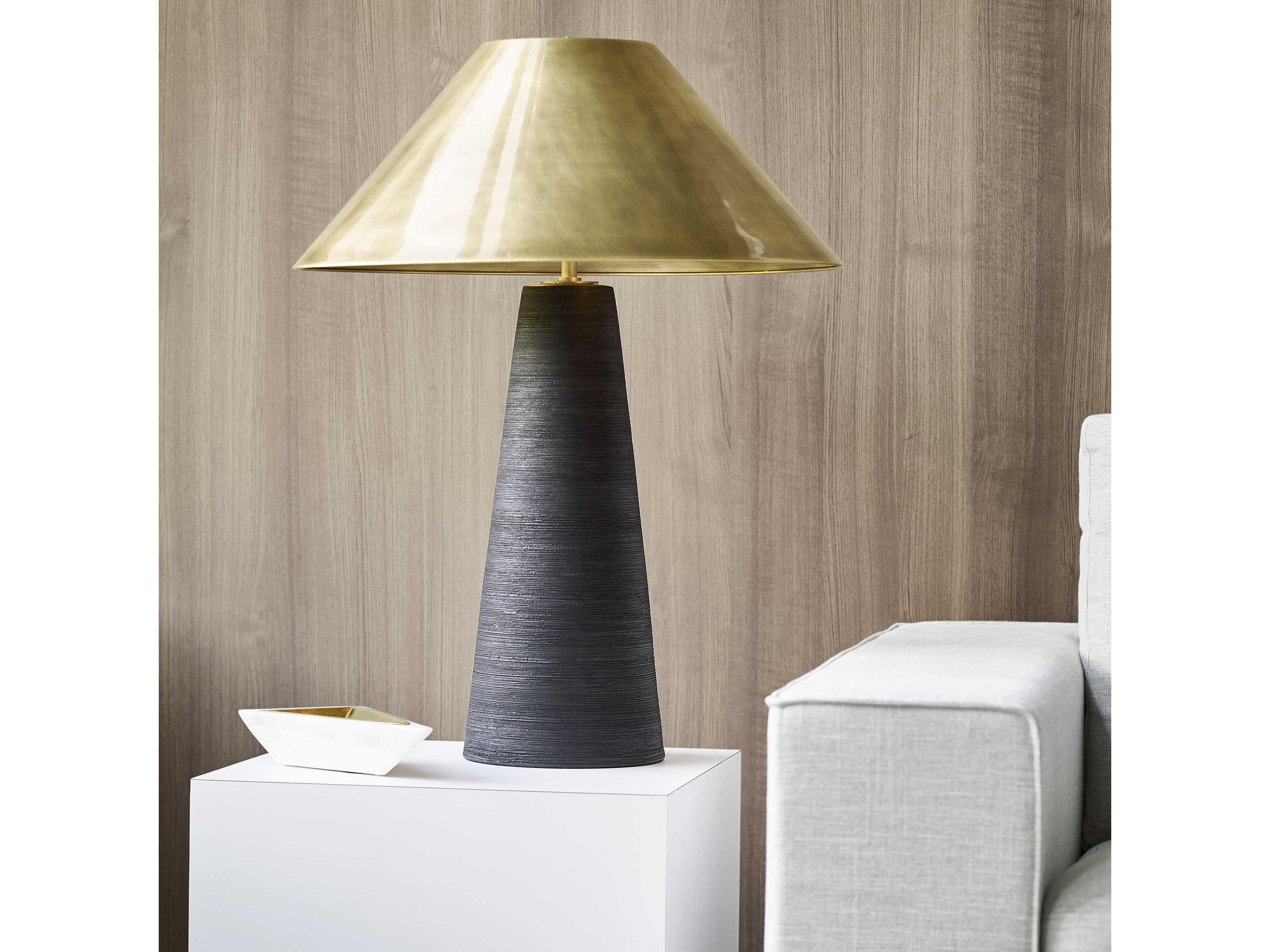 Visual Comfort Modern Karam Natural Brass Black Buffet Lamp