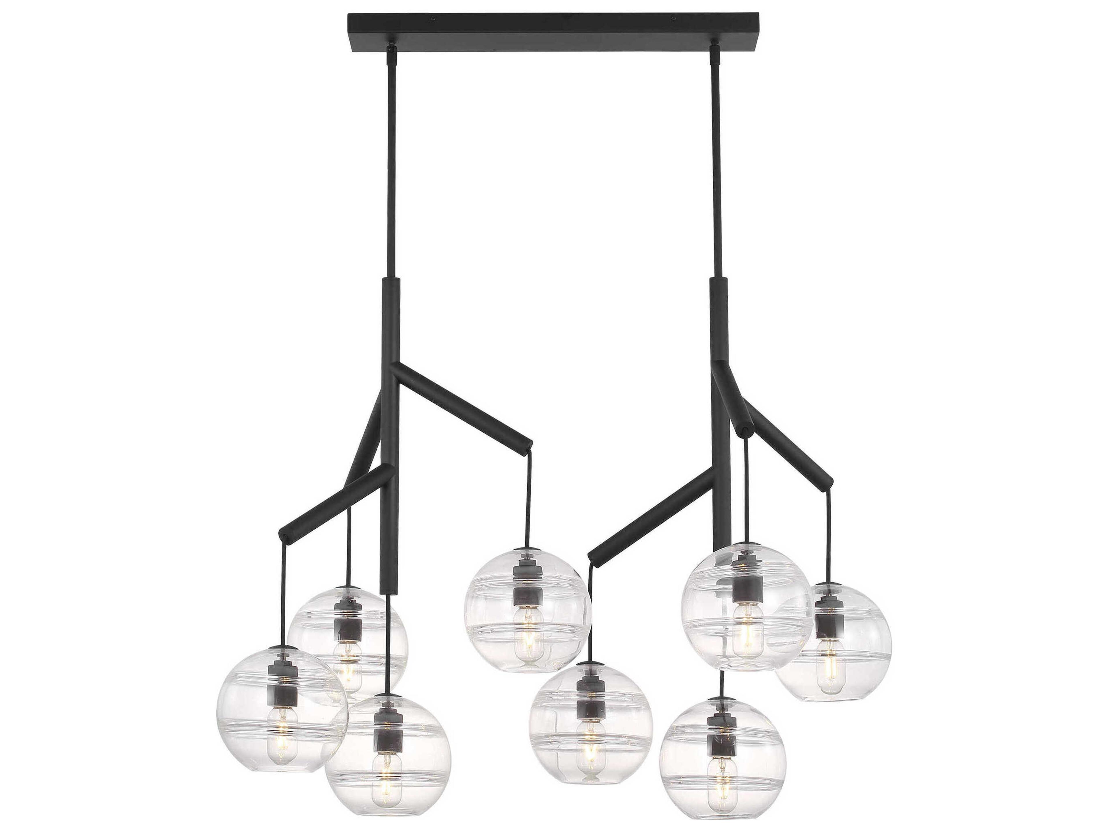 Visual Comfort Modern Sedona 8-Light White Black Globe Island Pendant