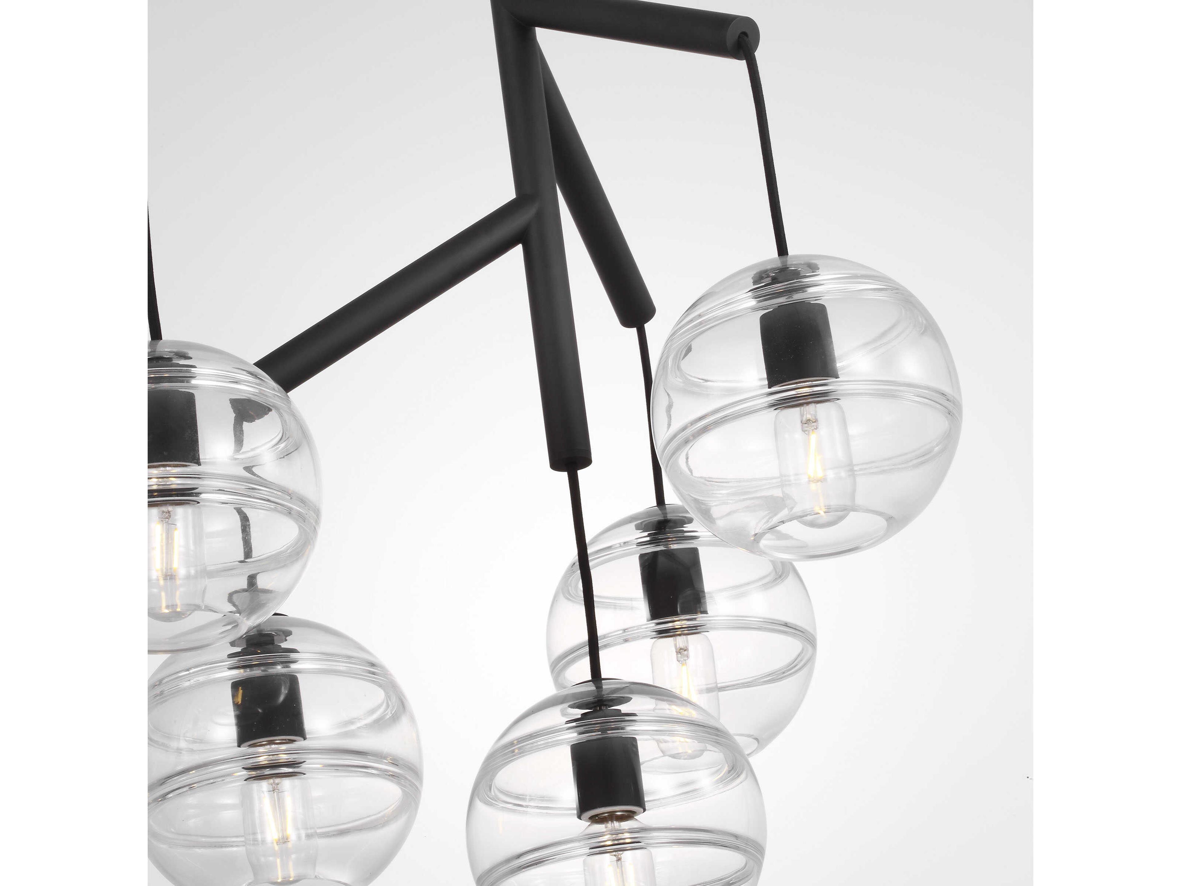 Visual Comfort Modern Sedona 8-Light White Black Globe Island Pendant
