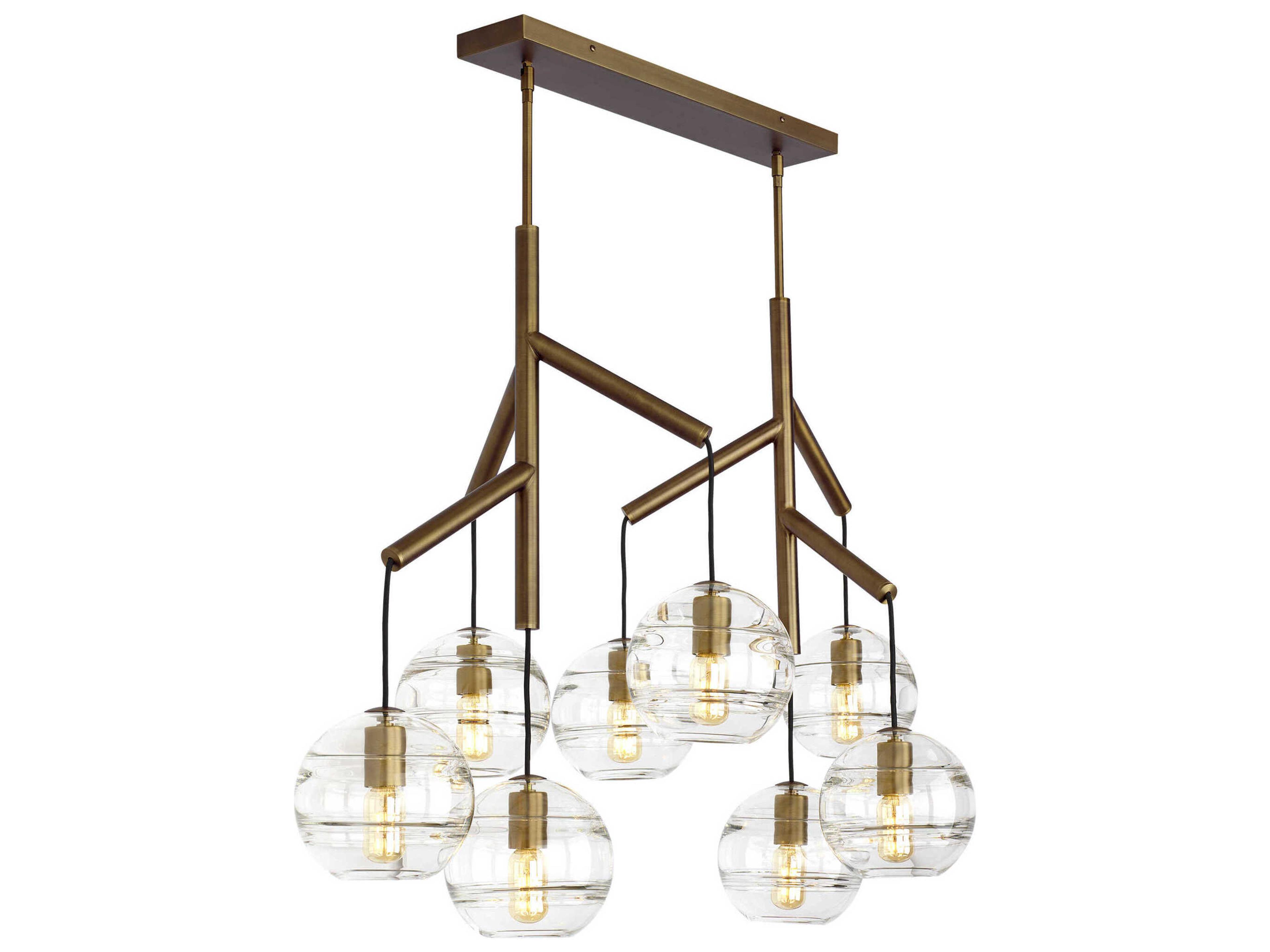 Visual Comfort Modern Sedona 8-Light Aged Brass Globe Island Pendant