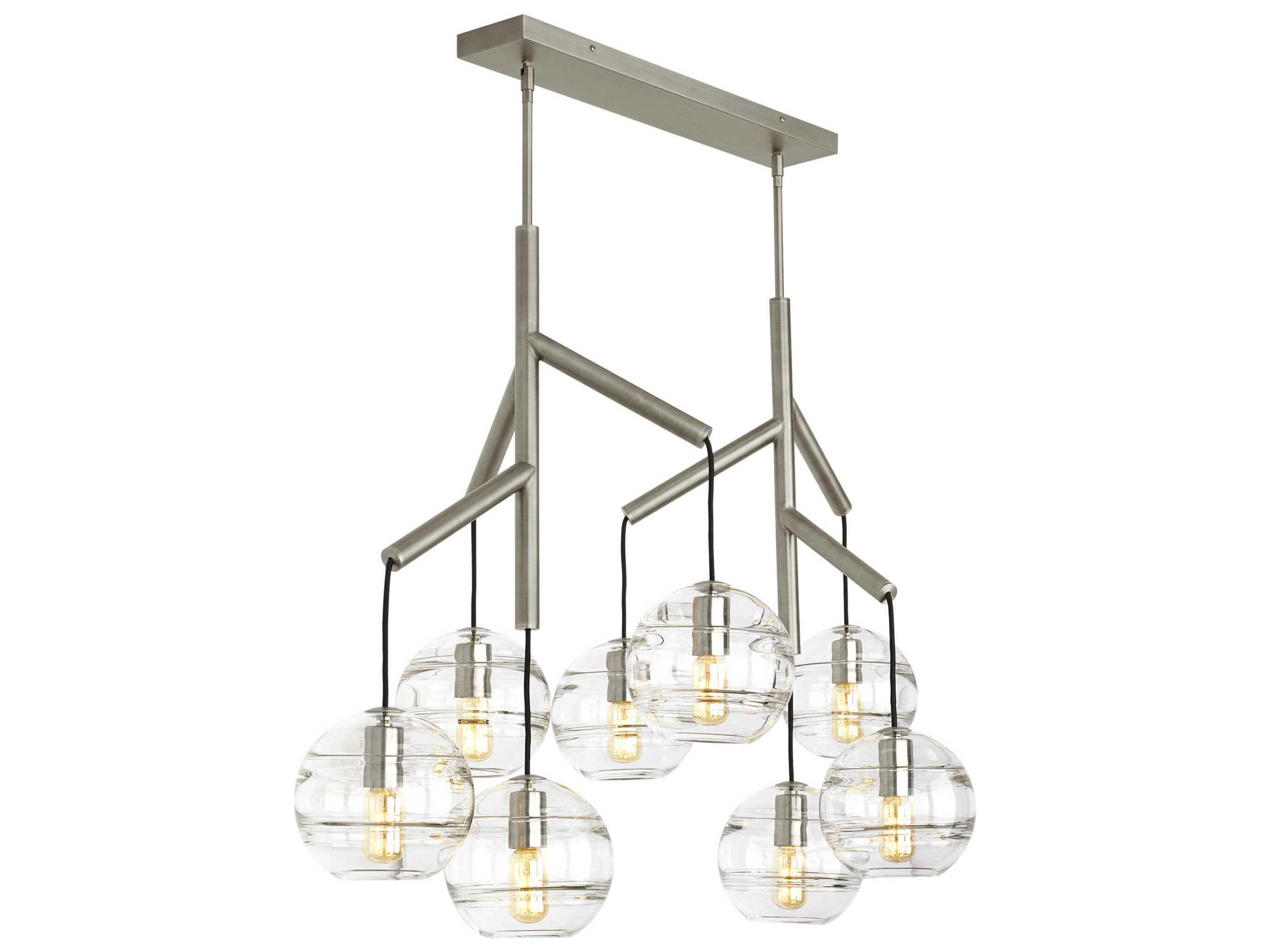 Visual Comfort Modern Sedona 8-Light Satin Nickel Globe Island Pendant