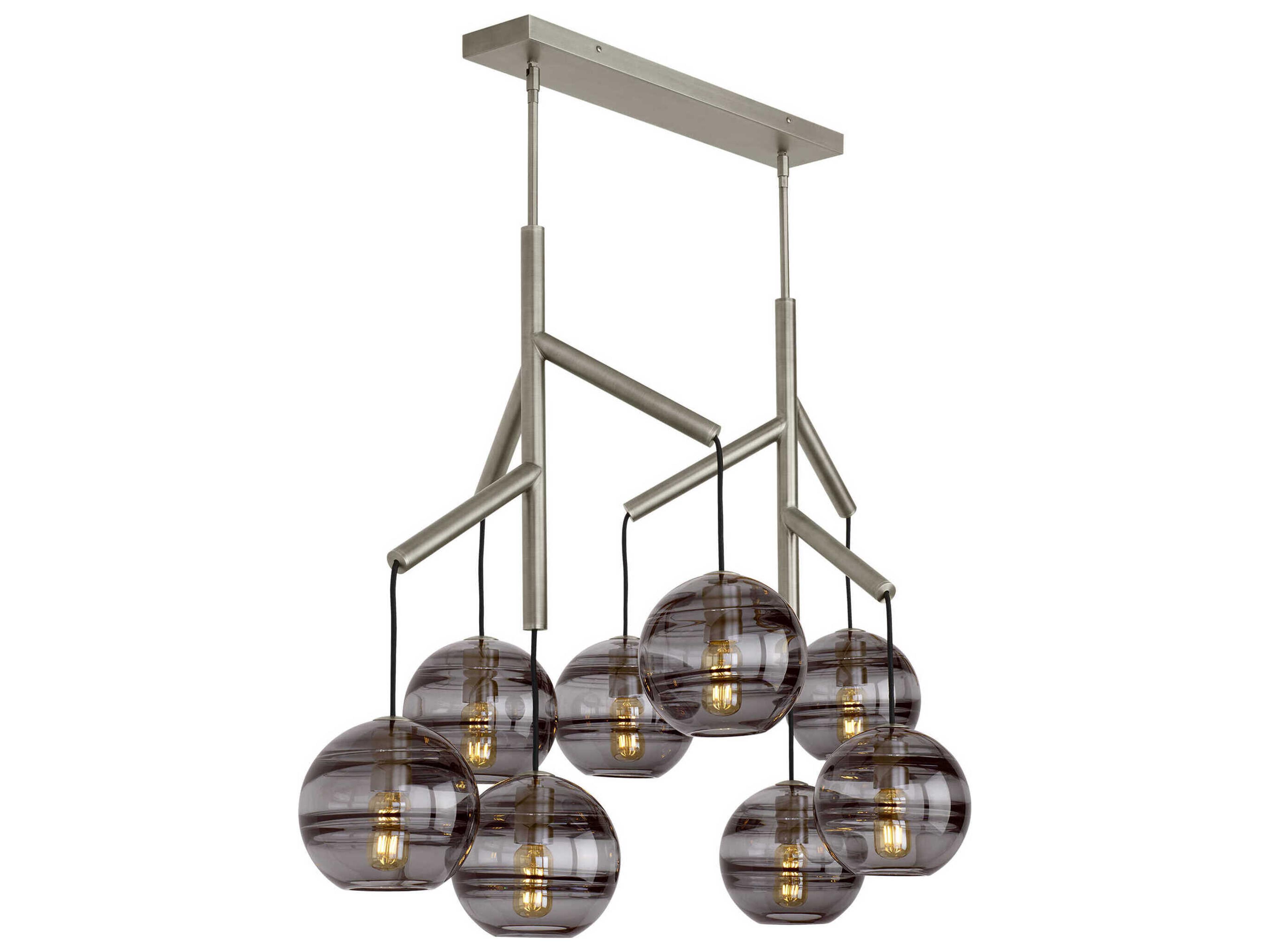Visual Comfort Modern Sedona 8-Light Satin Nickel Globe Island Pendant