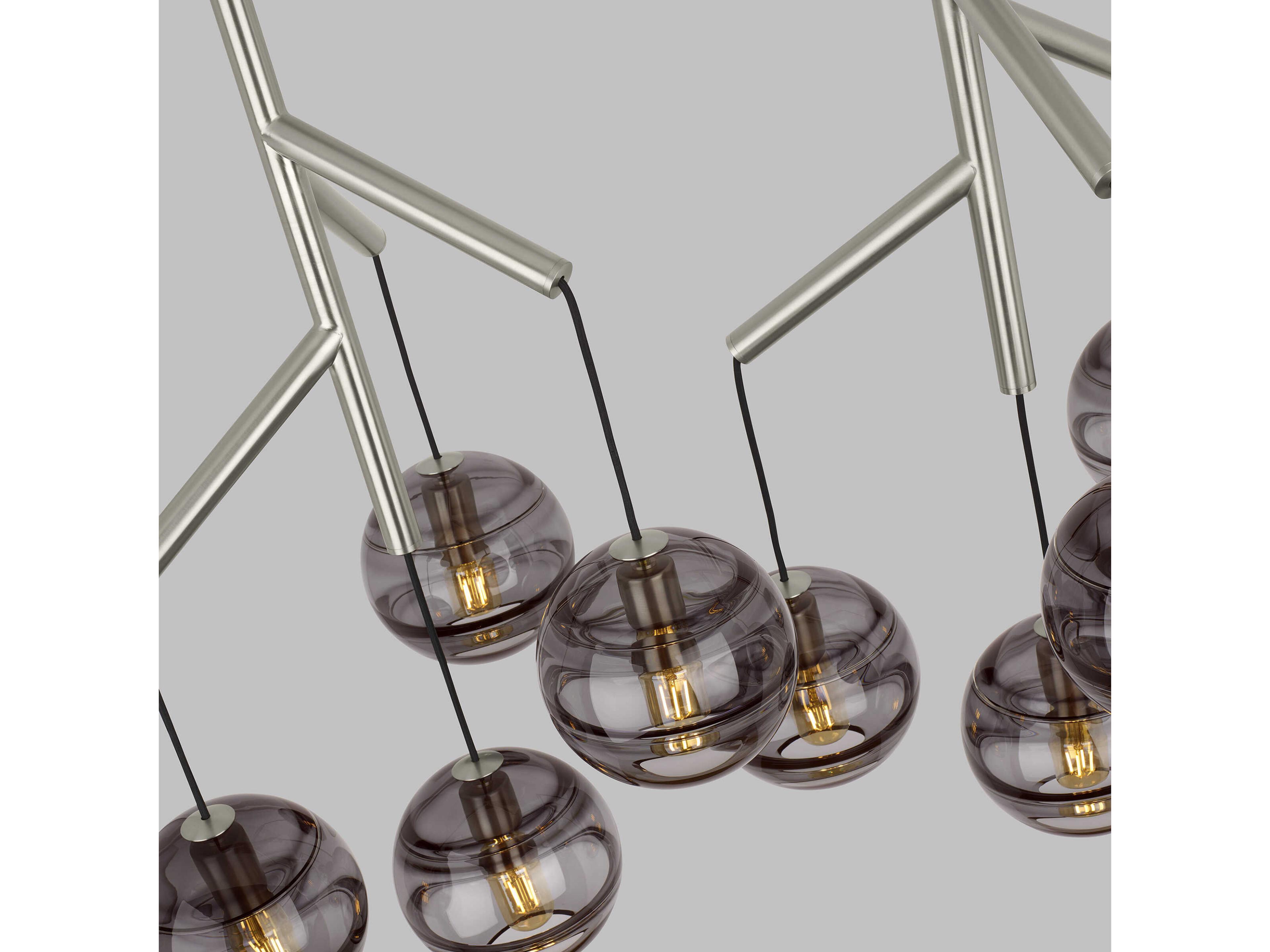 Visual Comfort Modern Sedona 8-Light Satin Nickel Globe Island Pendant