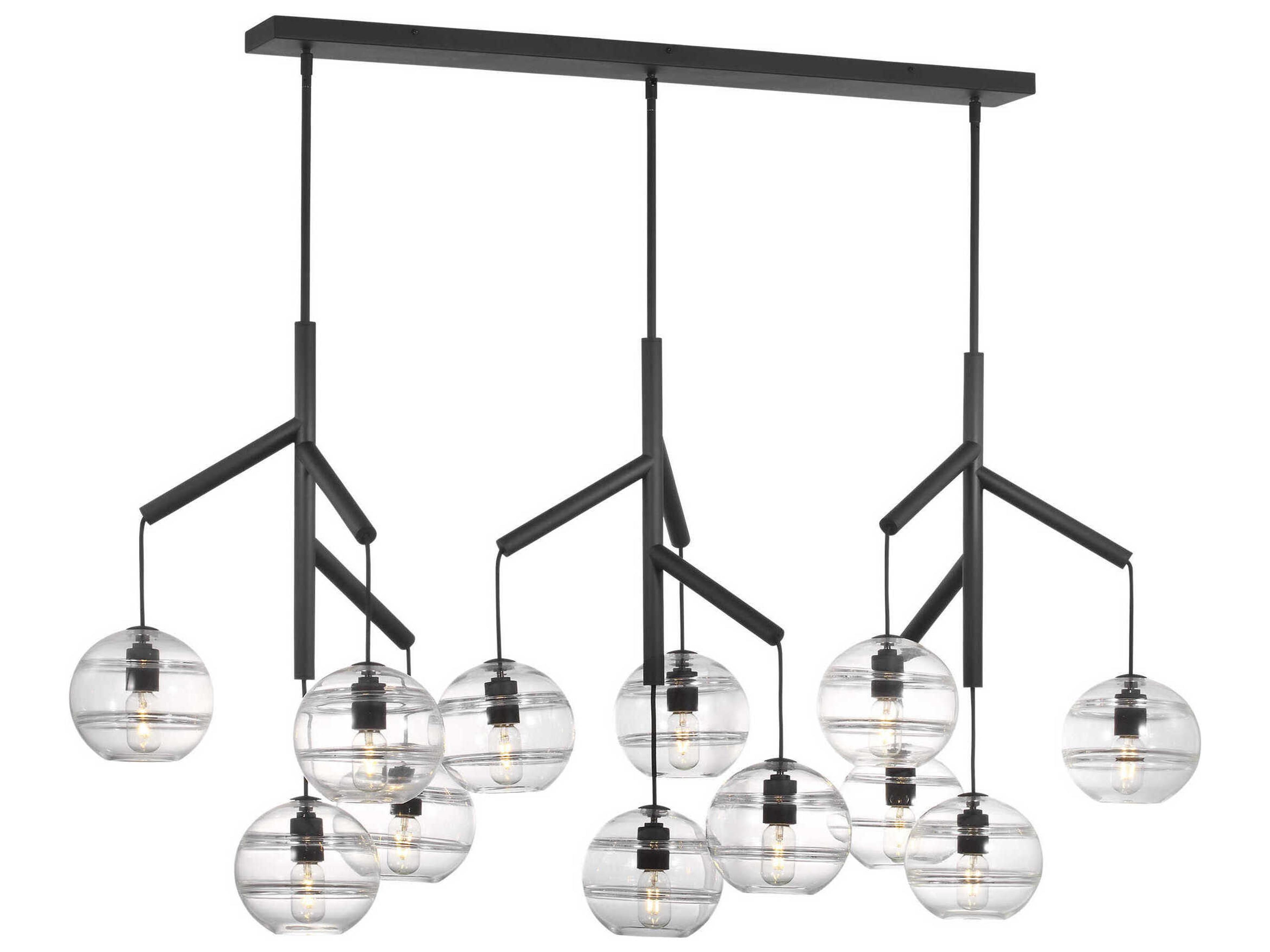 Sedona 12-Light White Black Globe Island Pendant