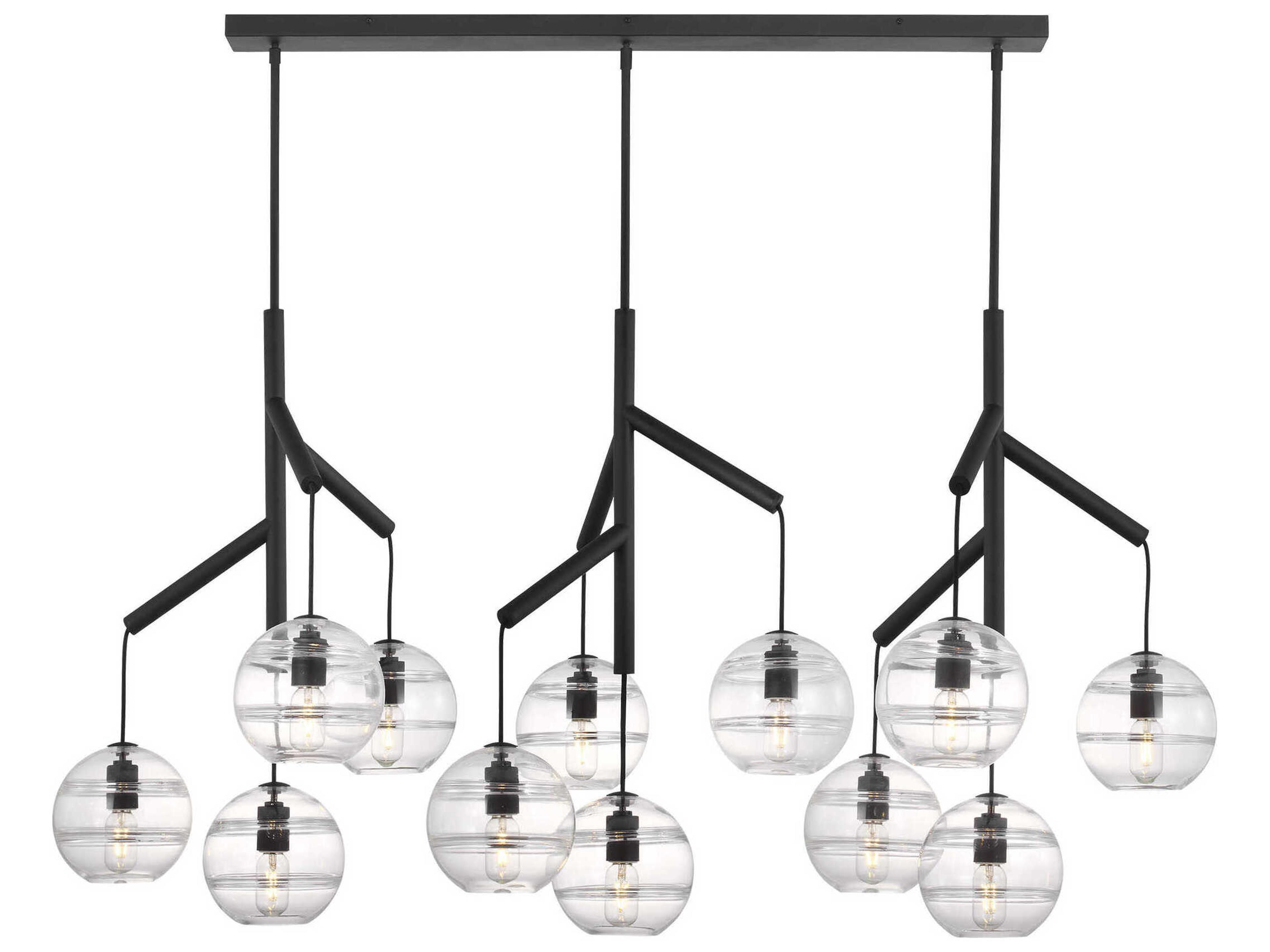 Visual Comfort Modern Sedona 12-Light White Black Globe Island Pendant