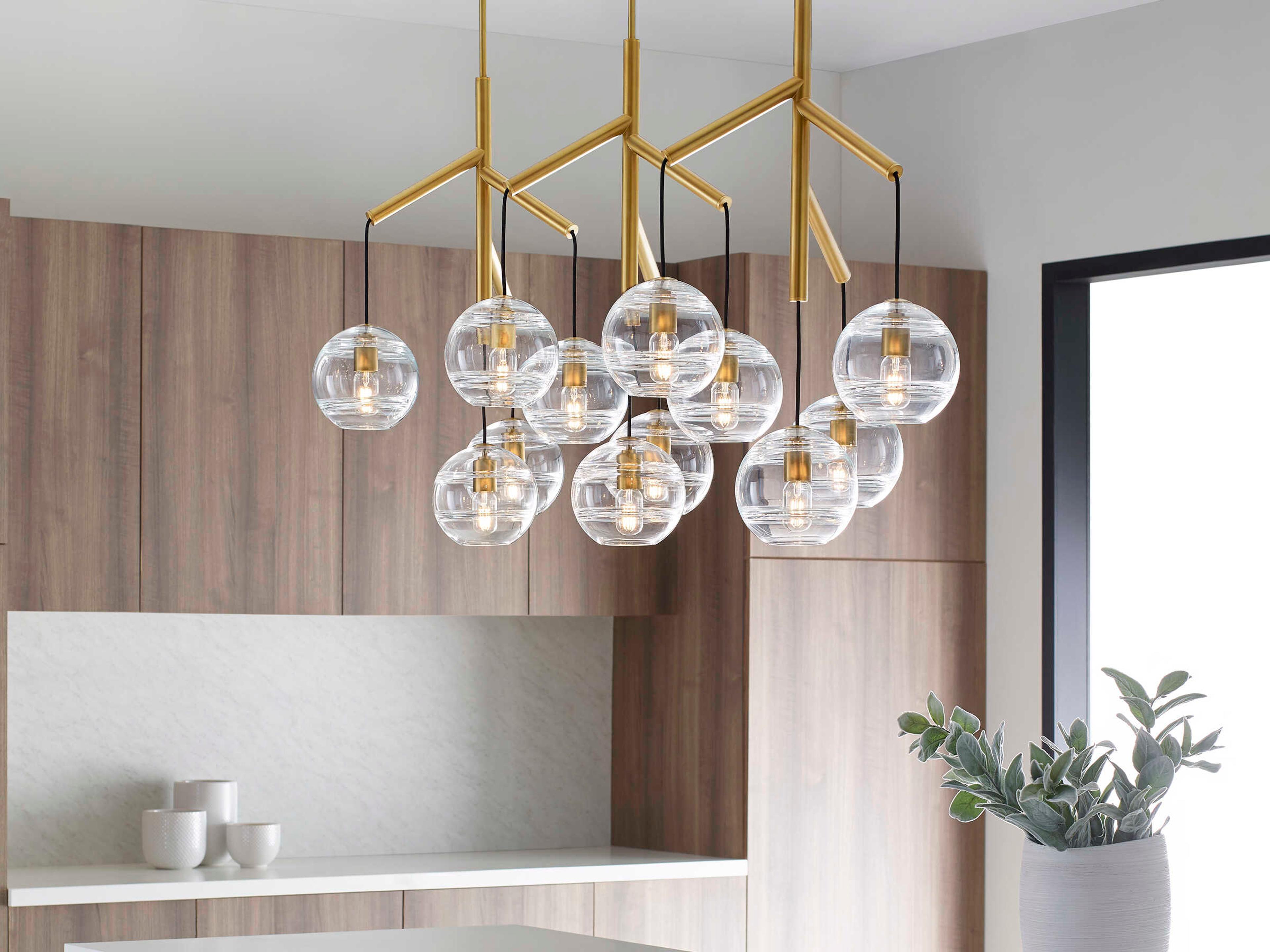 Visual Comfort Modern Sedona 12-Light Aged Brass Globe Island Pendant