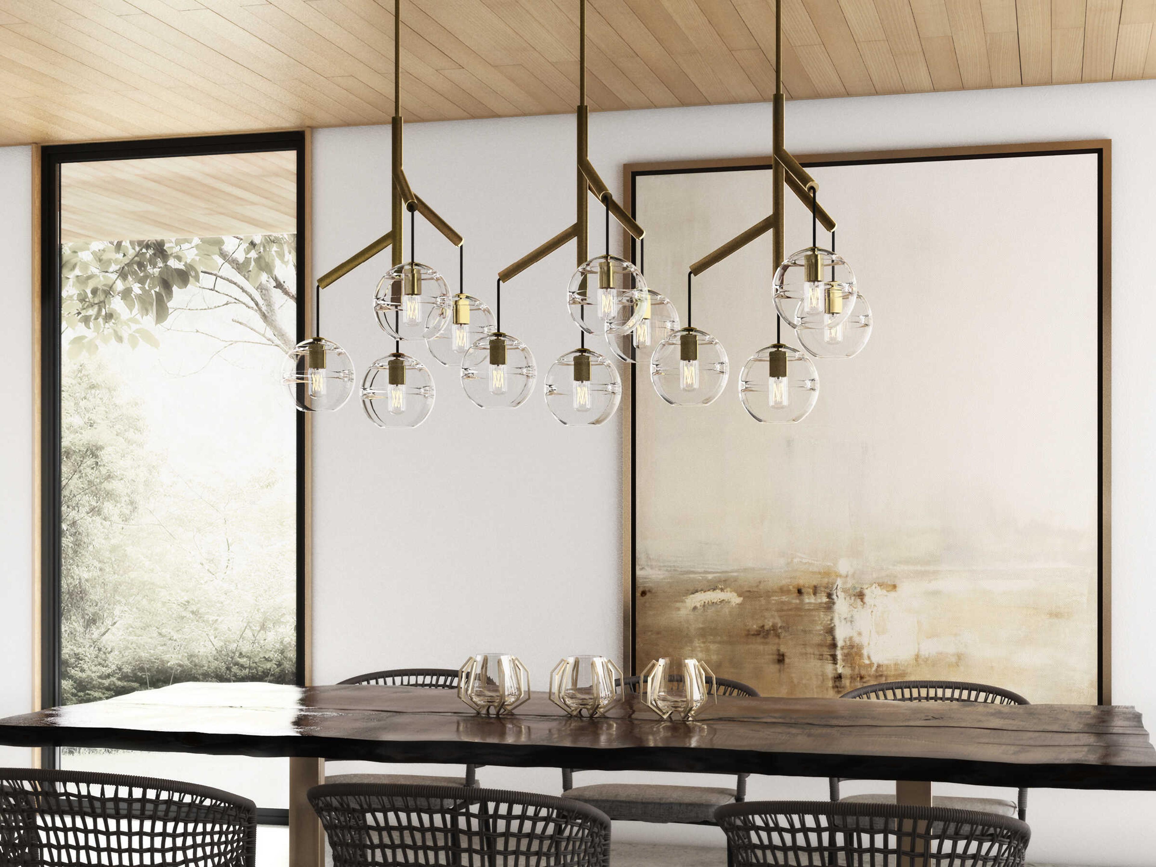 Visual Comfort Modern Sedona 12-Light Aged Brass Globe Island Pendant