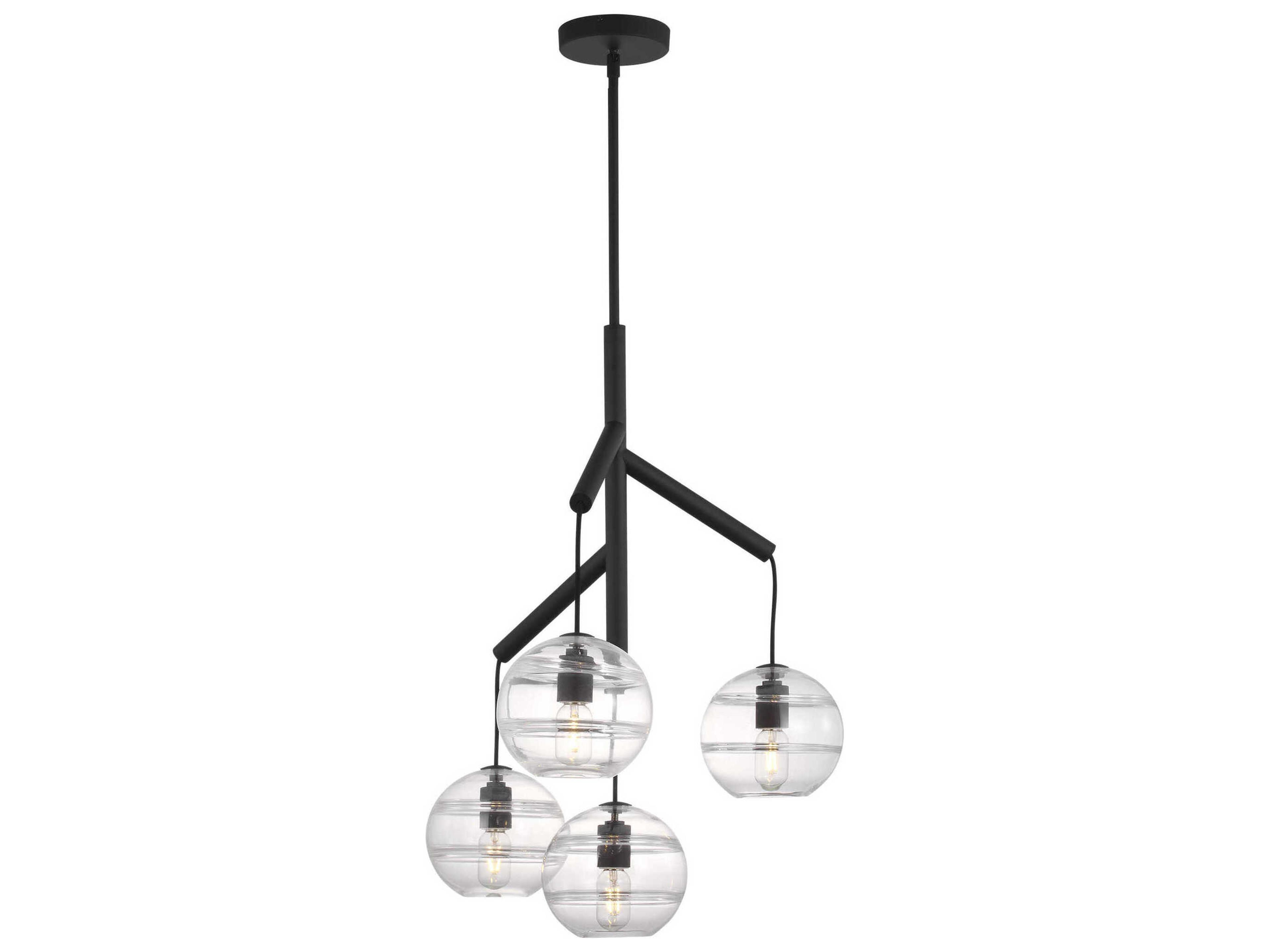 Visual Comfort Modern Sedona 4-Light White Black Globe Chandelier