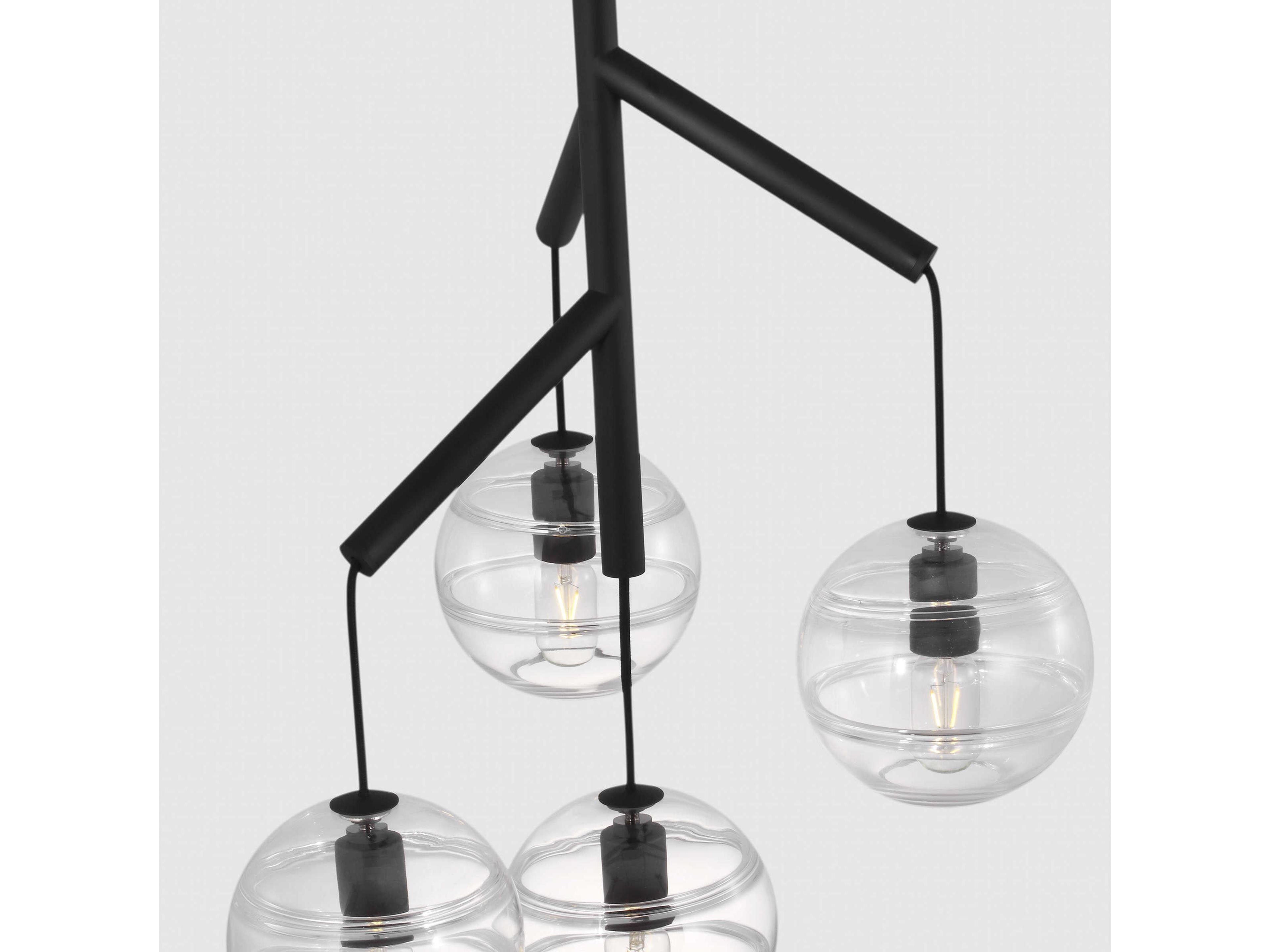 Visual Comfort Modern Sedona 4-Light White Black Globe Chandelier