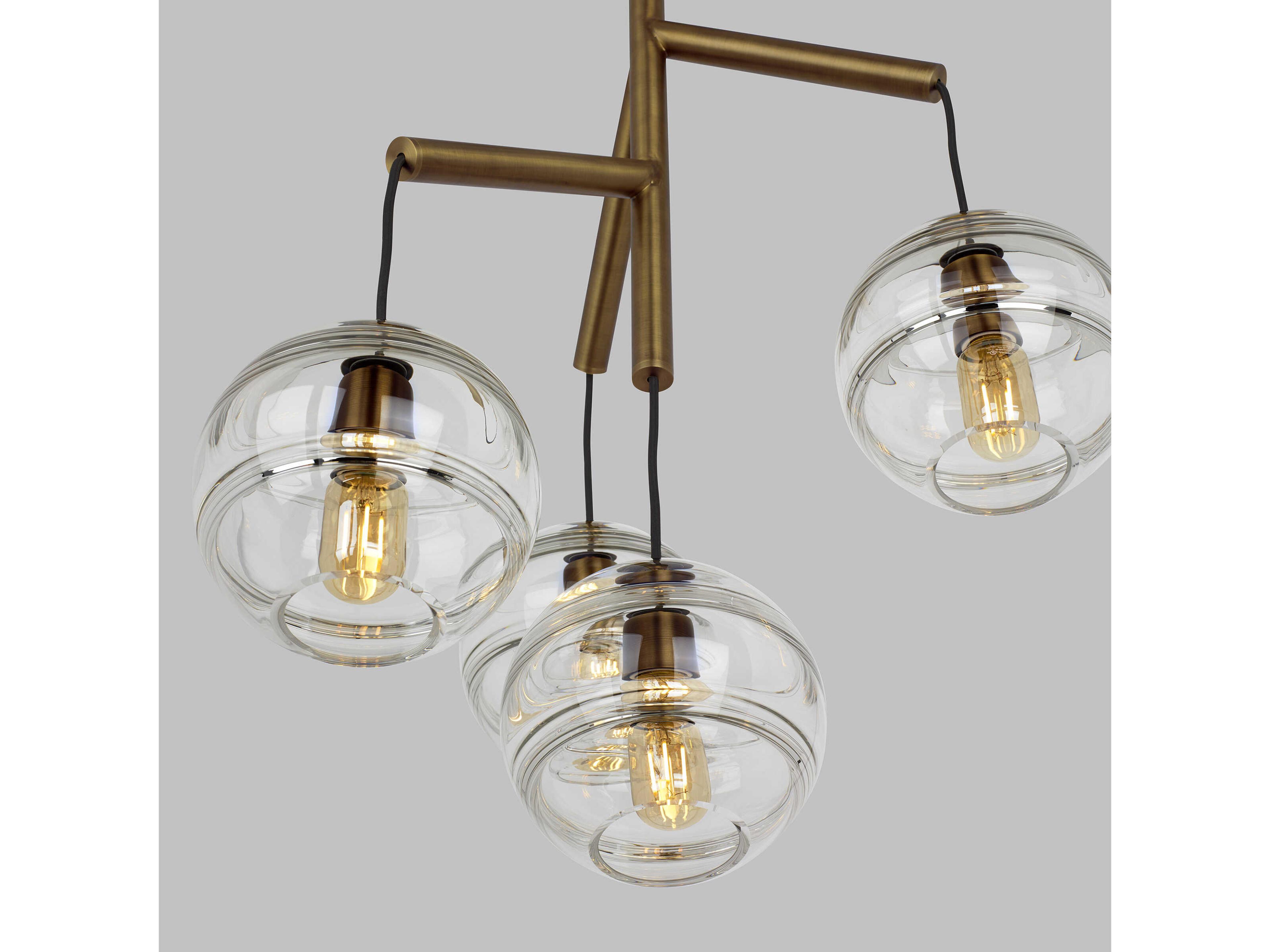 Visual Comfort Modern Sedona 4-Light Aged Brass Globe Chandelier