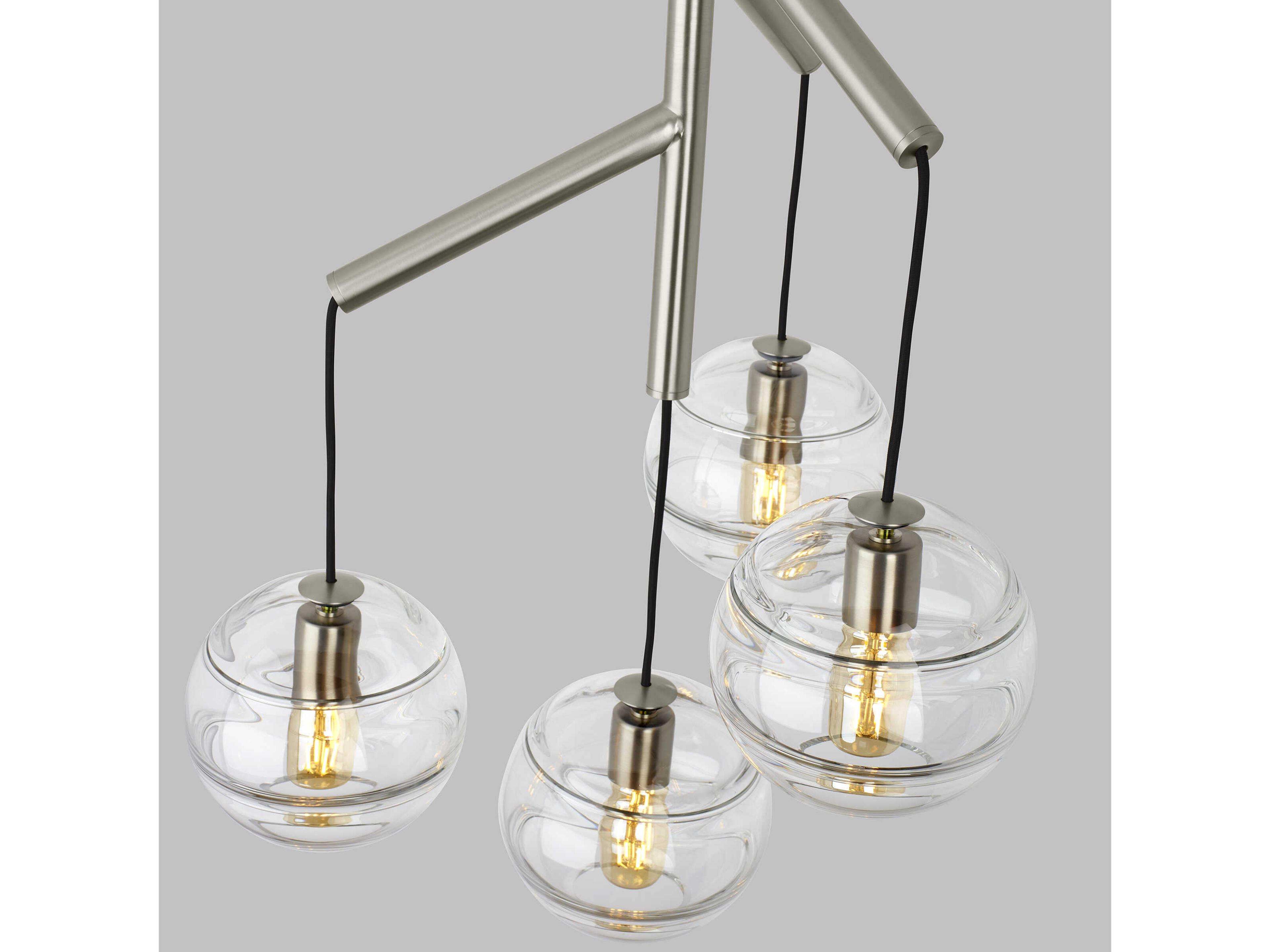 Visual Comfort Modern Sedona 4-Light Satin Nickel Globe Chandelier