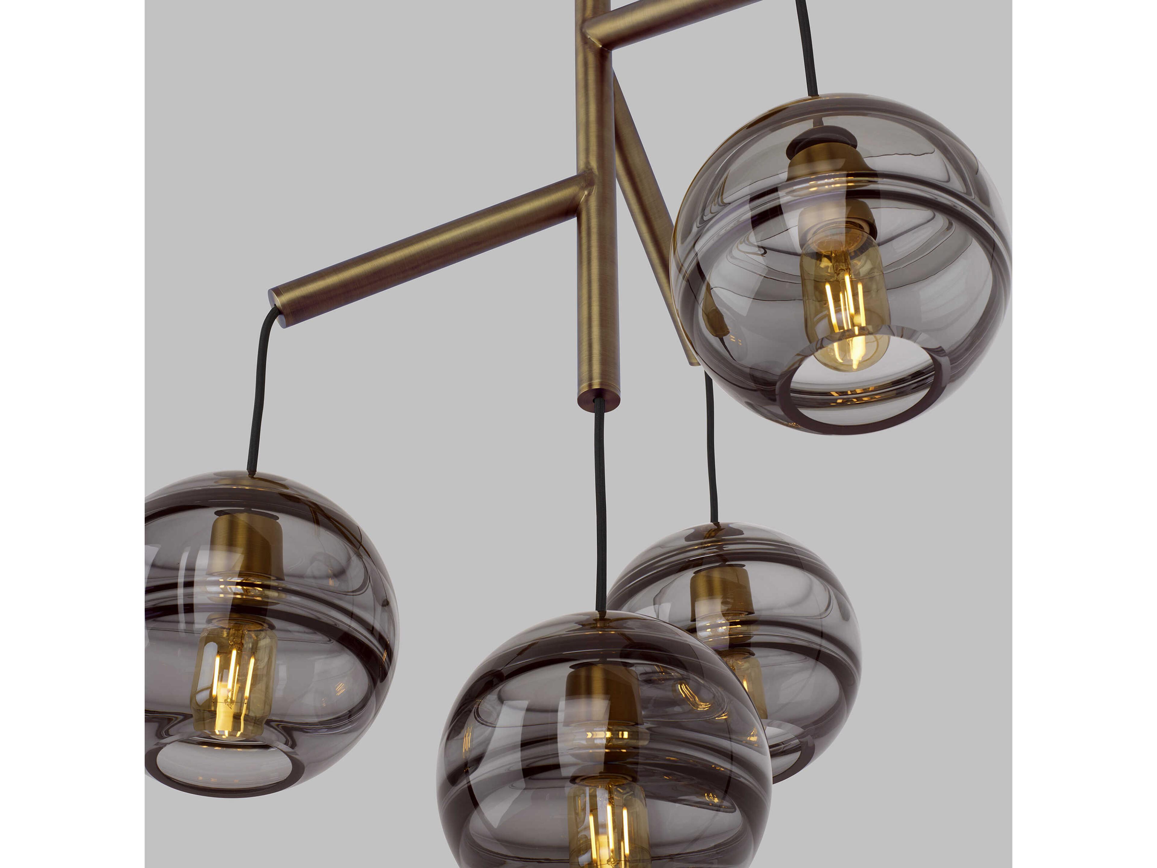Visual Comfort Modern Sedona 4-Light Aged Brass Globe Chandelier