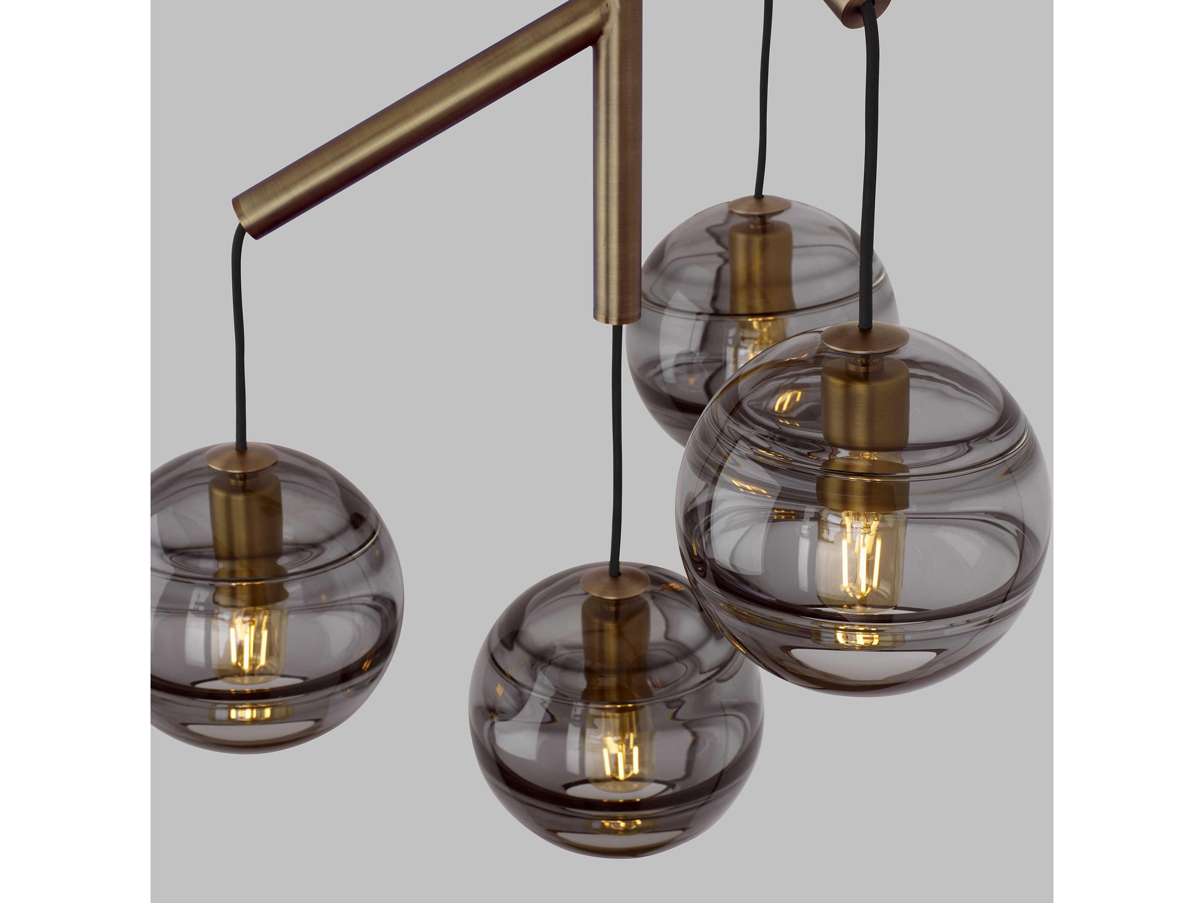 Visual Comfort Modern Sedona 4-Light Aged Brass Globe Chandelier