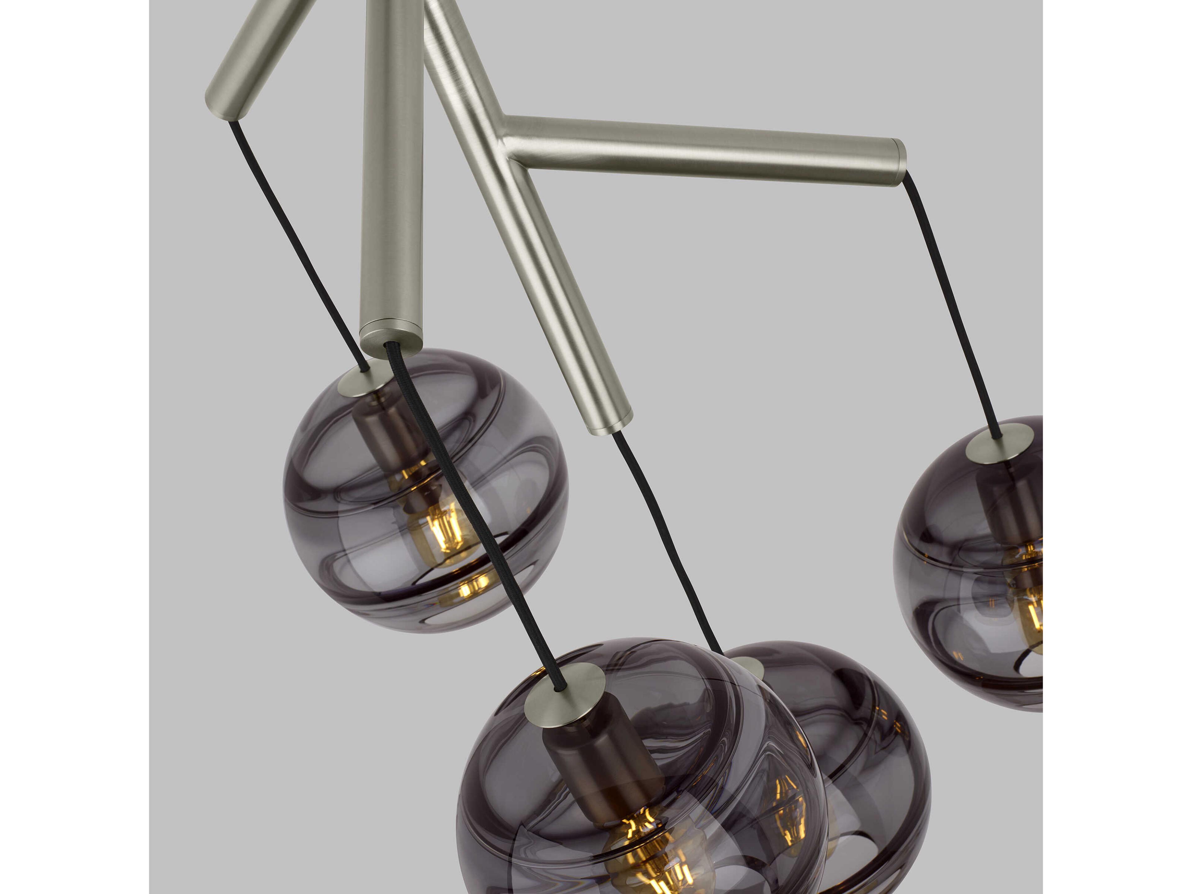 Visual Comfort Modern Sedona 4-Light Satin Nickel Globe Chandelier