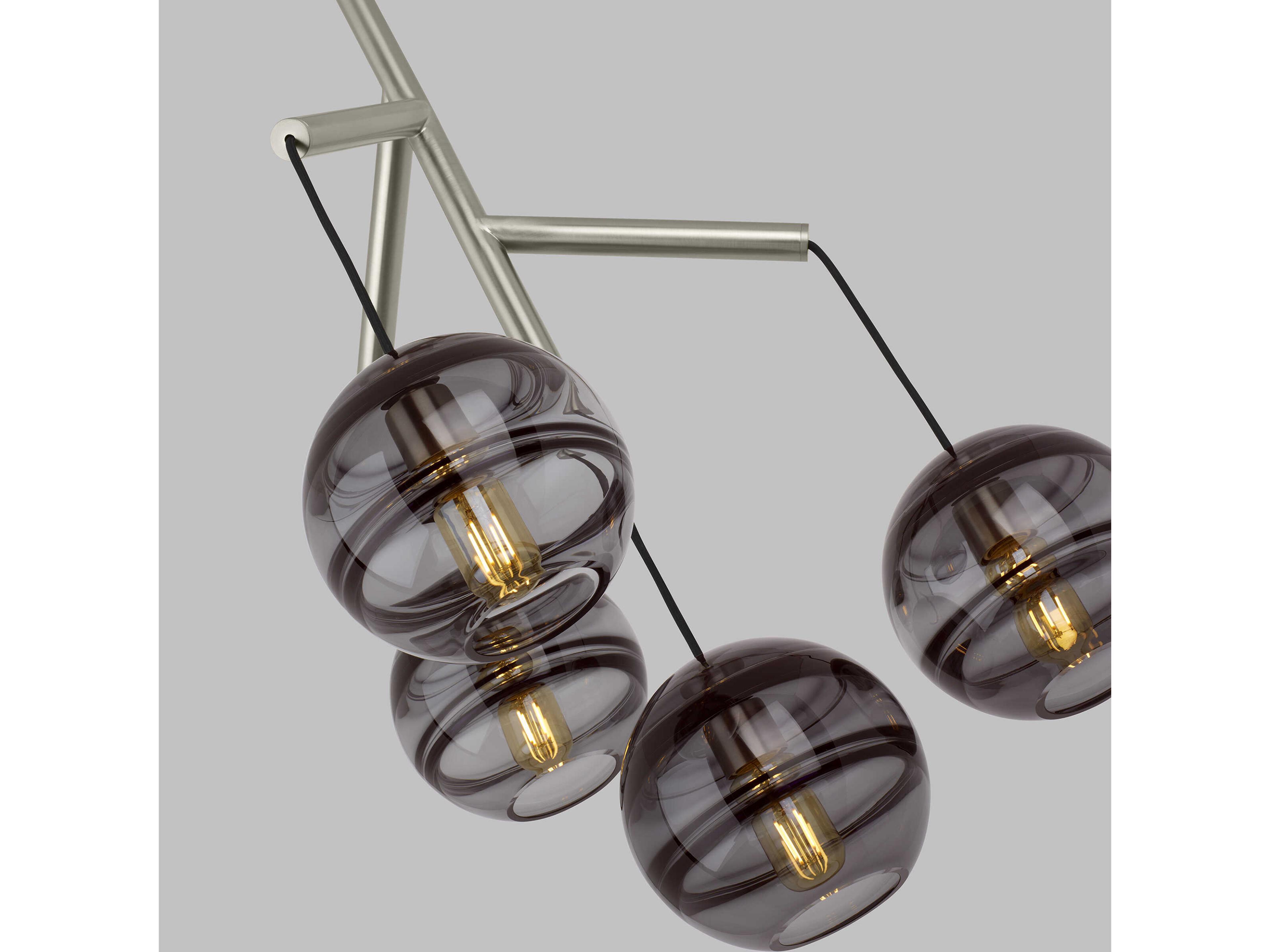 Visual Comfort Modern Sedona 4-Light Satin Nickel Globe Chandelier