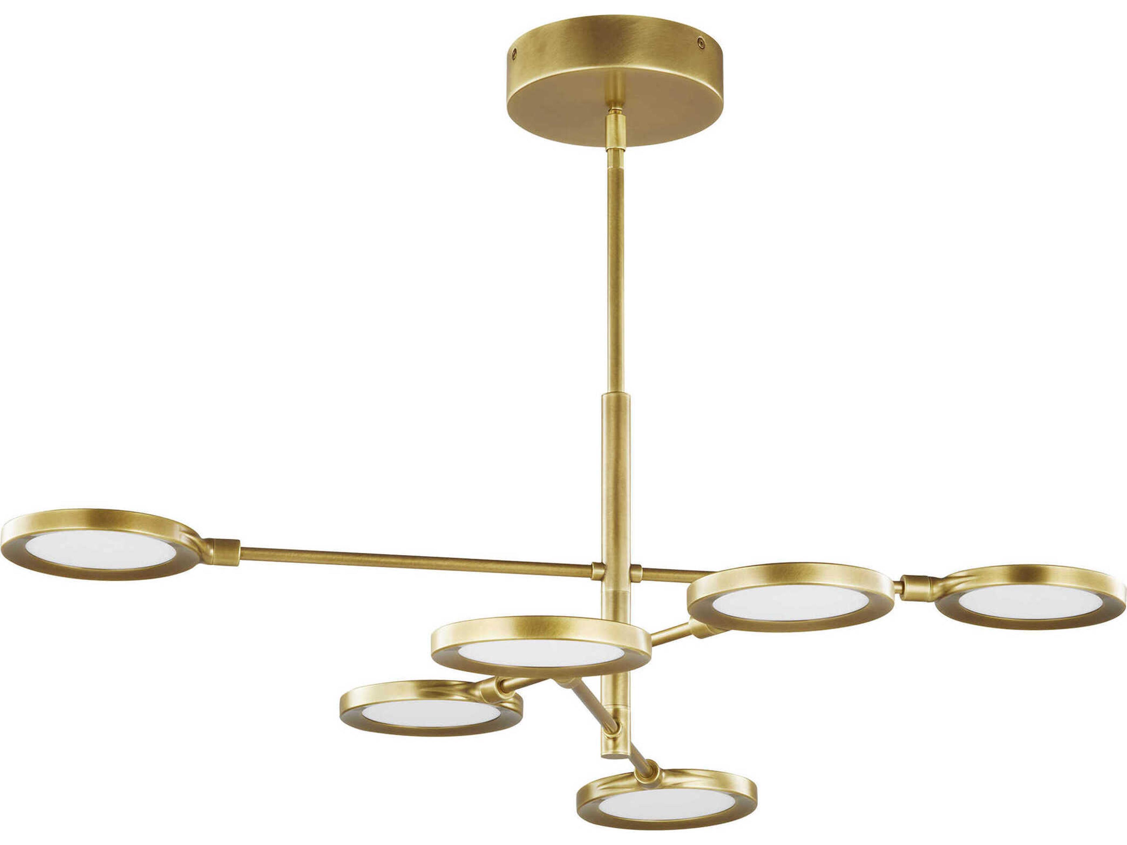 Visual Comfort Modern Spectica 6-Light Plated Brass Chandelier