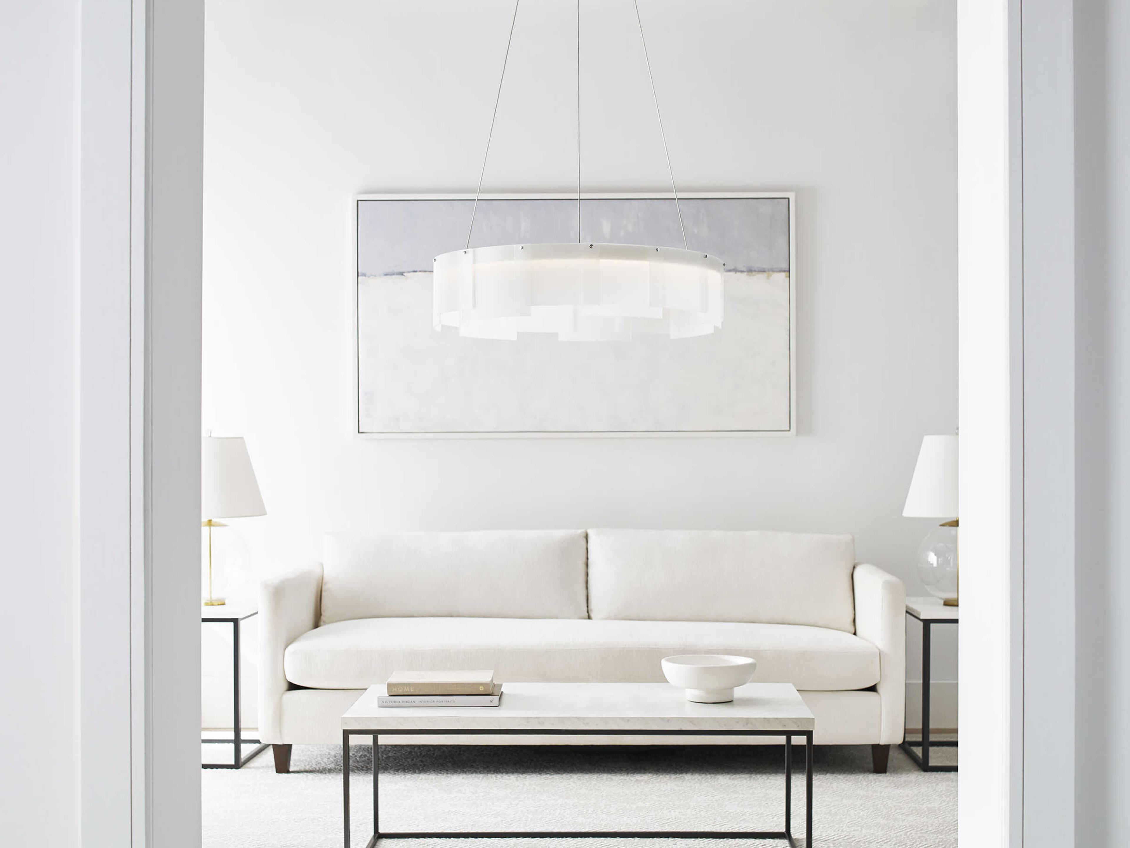 Visual Comfort Modern Stratos 1-Light White Round Pendant