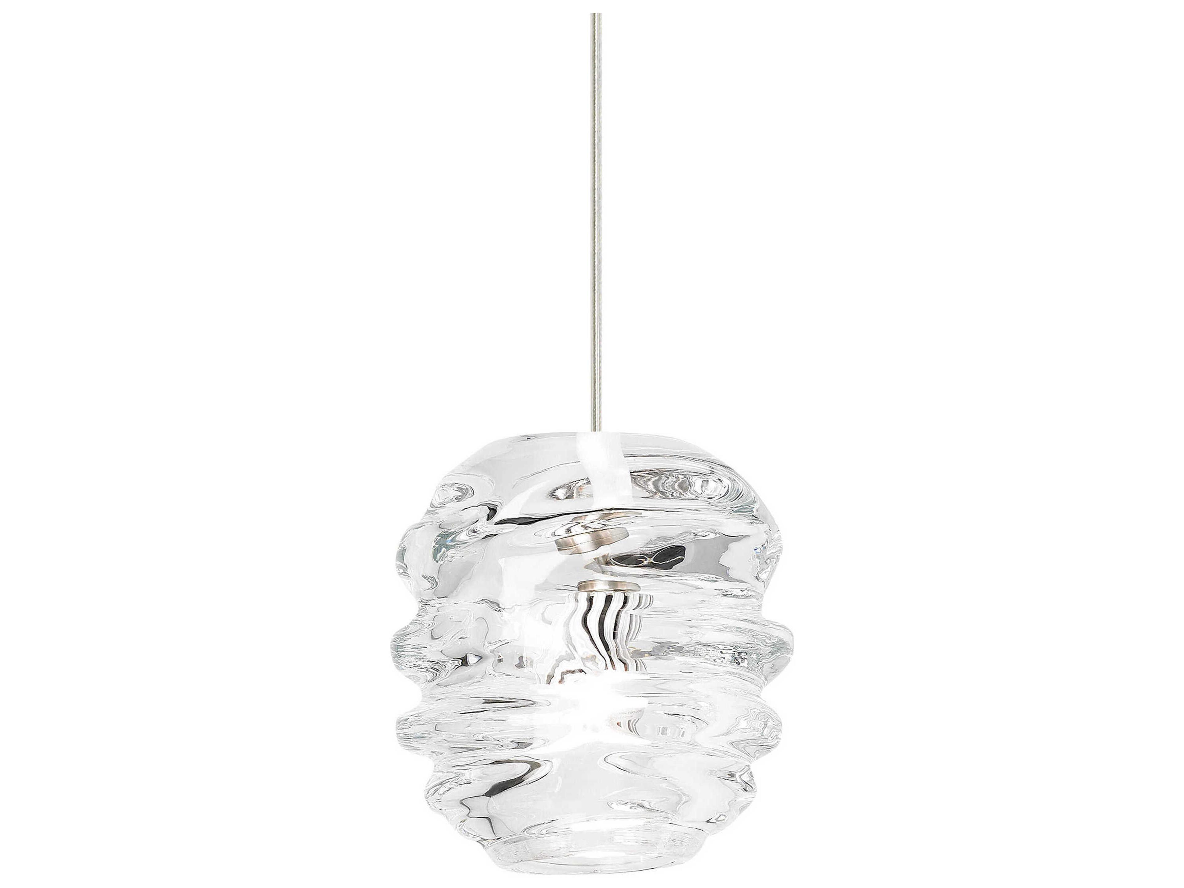 Audra 1-Light Satin Nickel Clear Mini Pendant