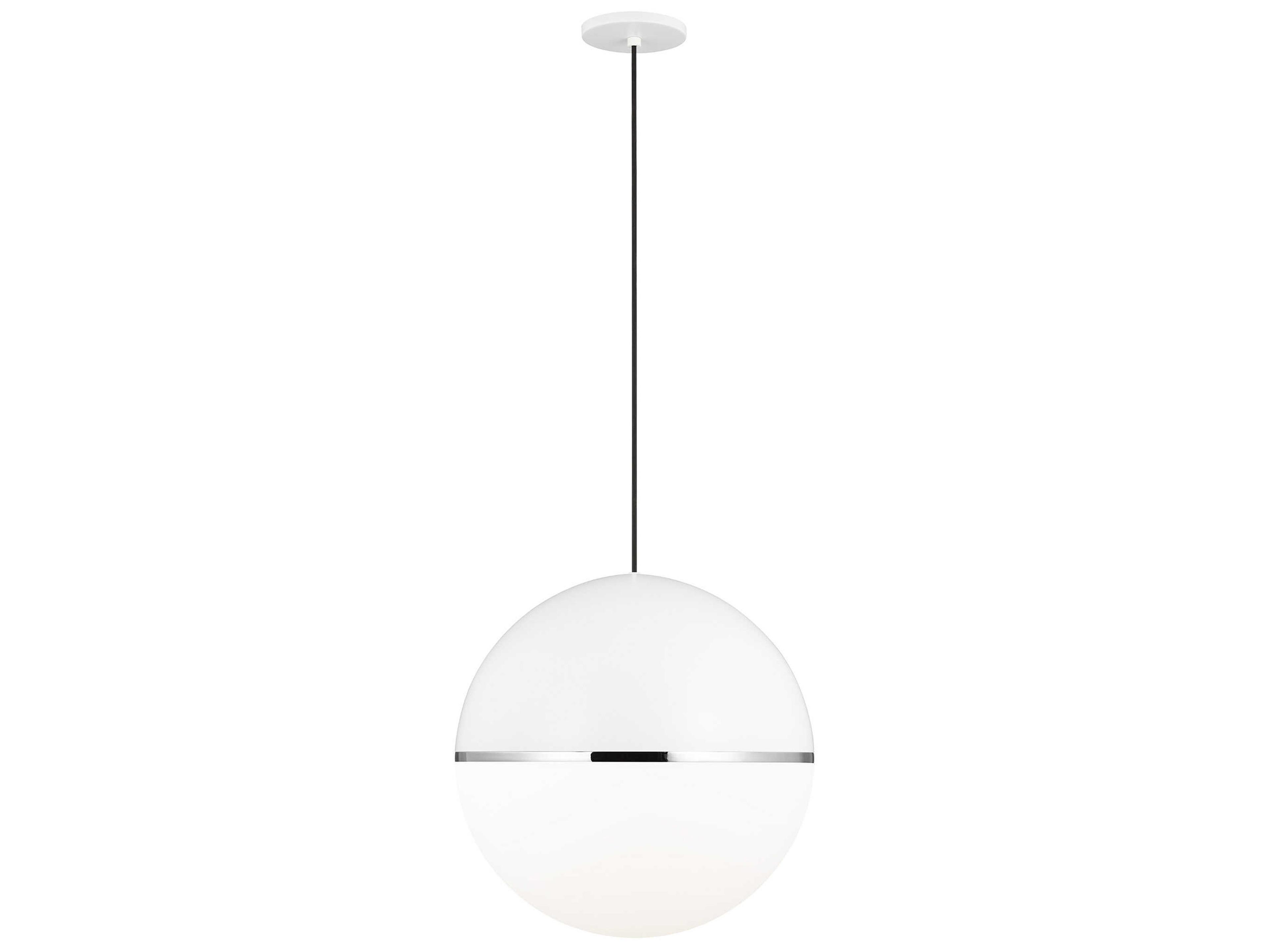 Akova 1-Light White Chrome Globe Pendant