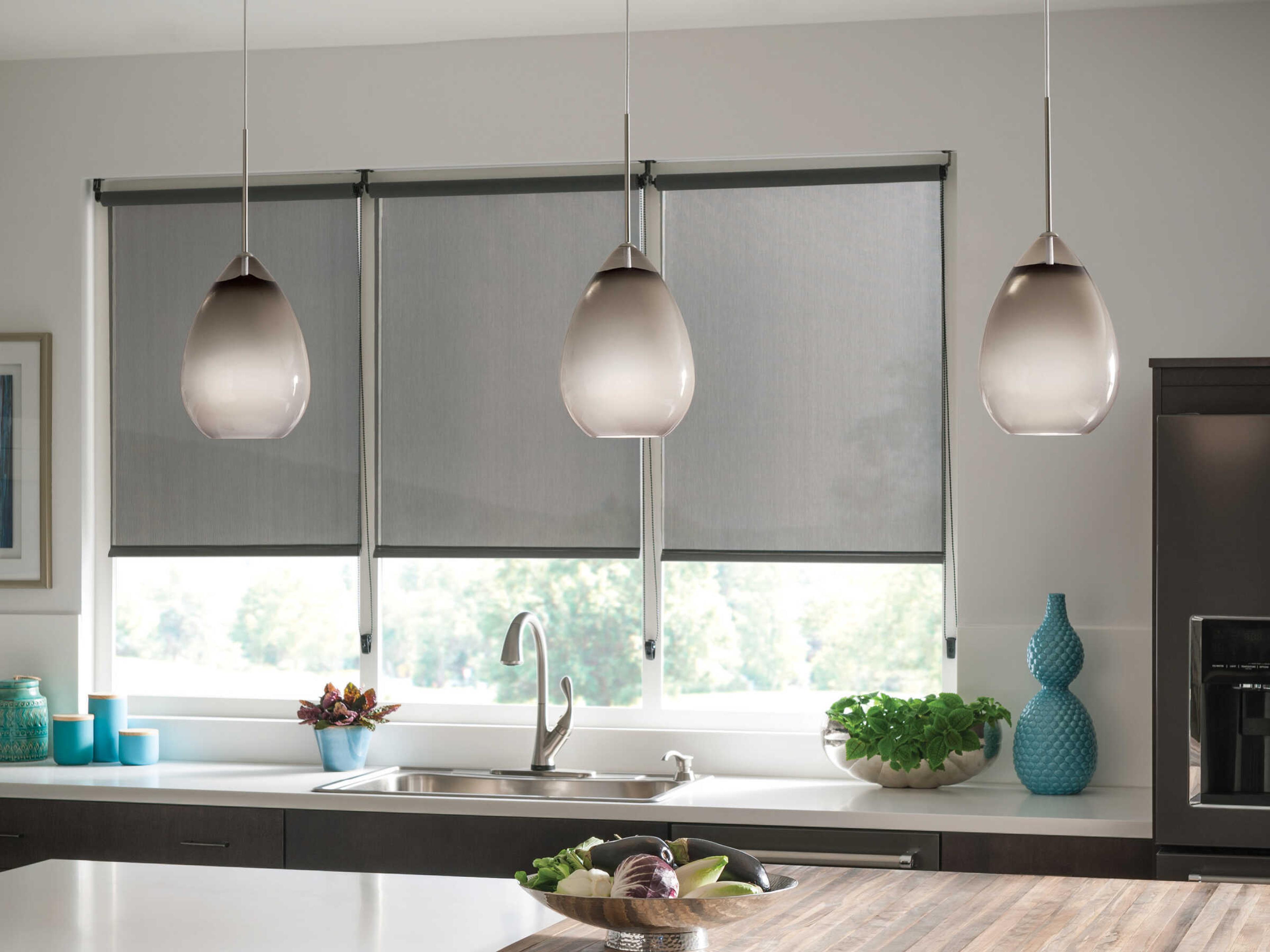 Visual Comfort Modern Alina 1-Light Satin Nickel Brown Mini Pendant