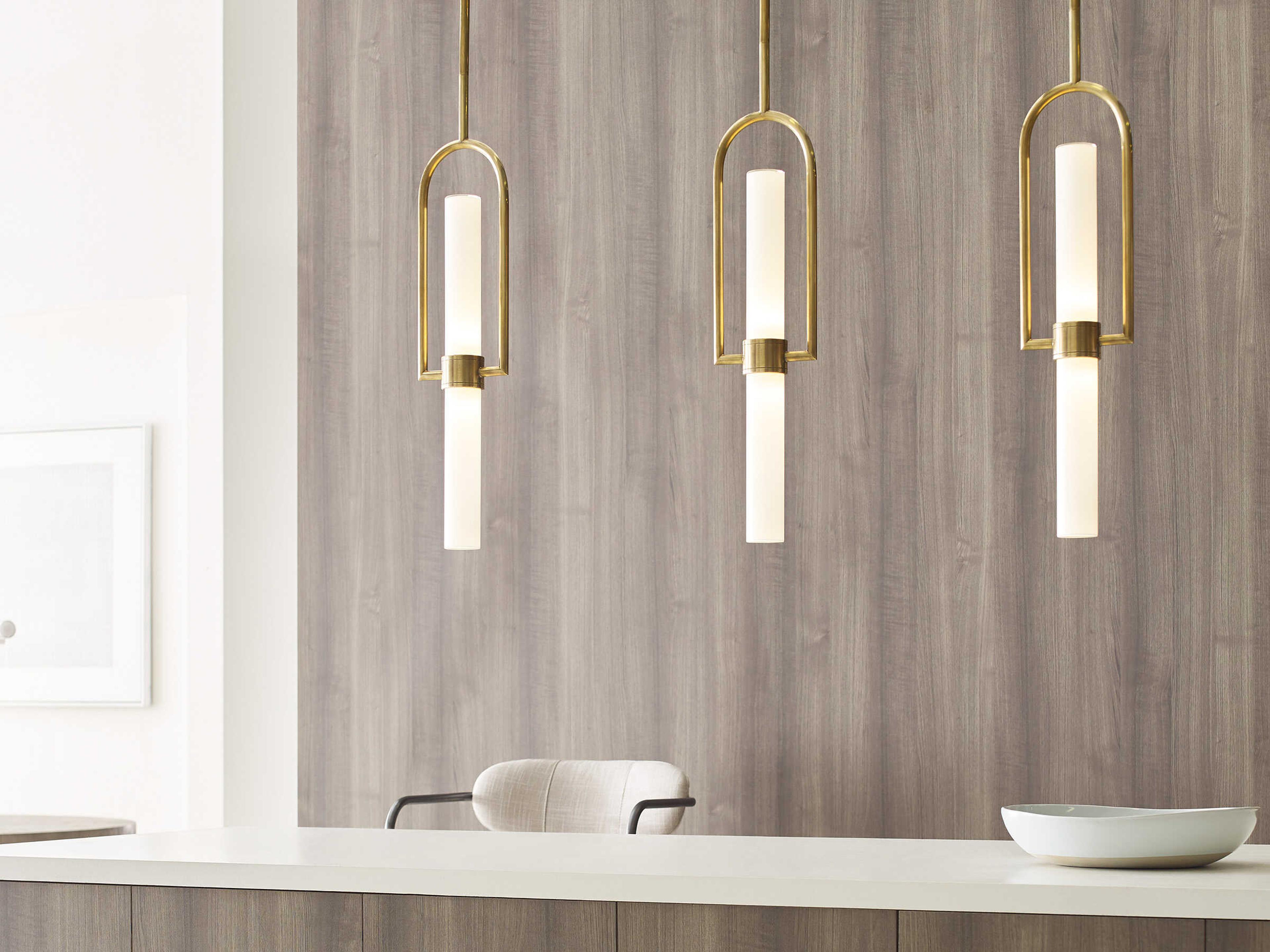 Visual Comfort Modern Calumn 1-Light Natural Brass Mini Pendant