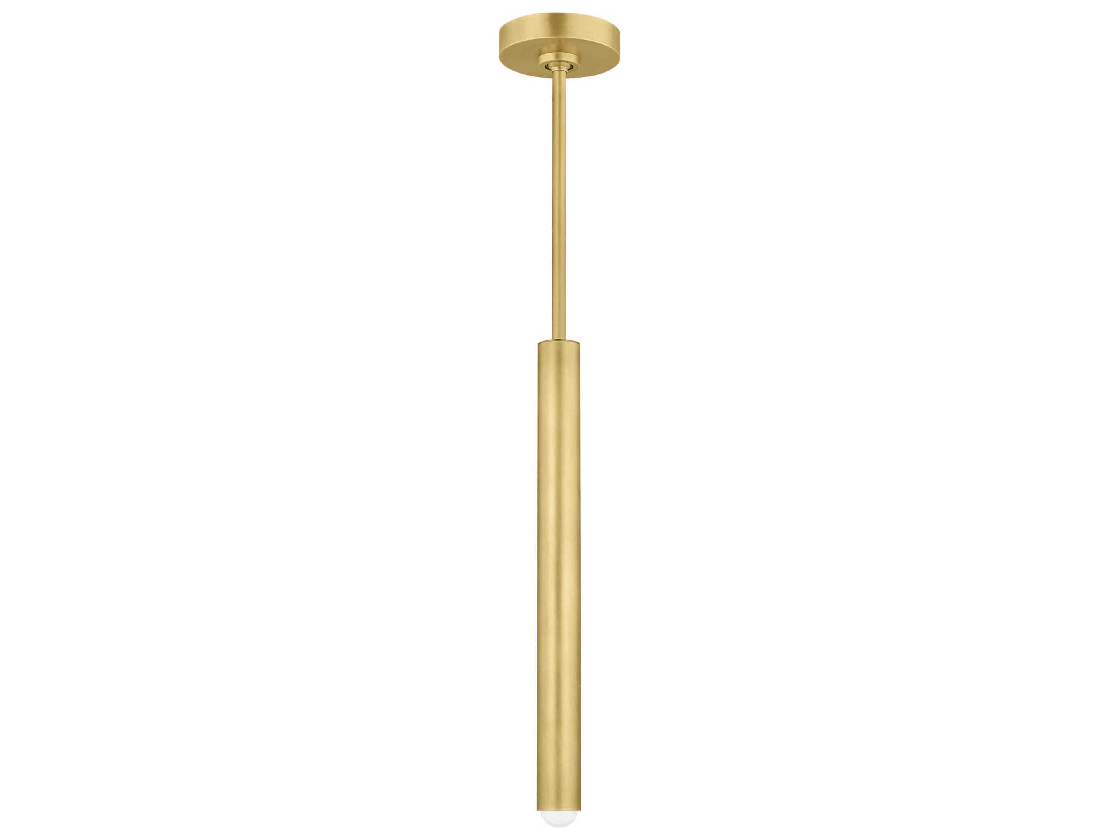 Visual Comfort Modern Ebell 1-Light Natural Brass Cylinder Mini Pendant